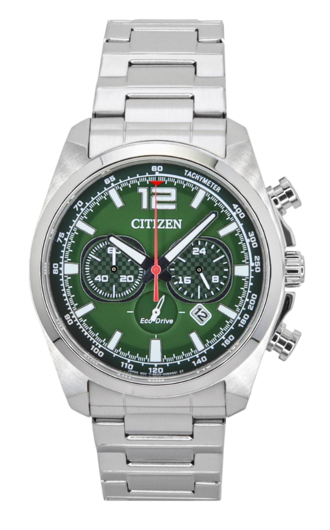Citizen Eco - Drive Chronograph Stainless Steel Green Dial CA4640 - 50X 100M Men's Watch - Prestige Stones