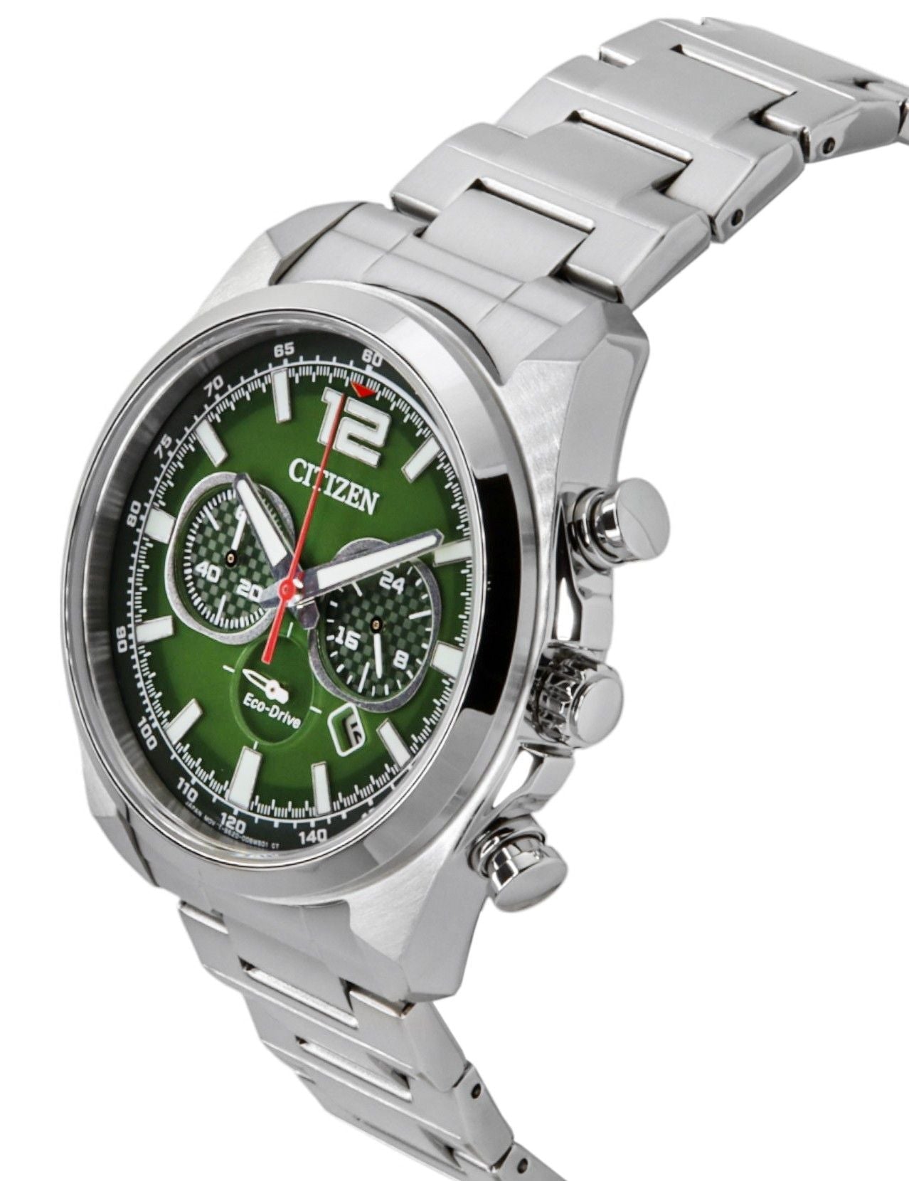 Citizen Eco - Drive Chronograph Stainless Steel Green Dial CA4640 - 50X 100M Men's Watch - Prestige Stones