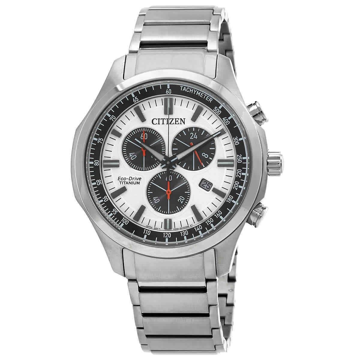 Citizen Eco - Drive Chronograph Super Titanium White Dial AT2530 - 85A 100M Men's Watch - Prestige Stones