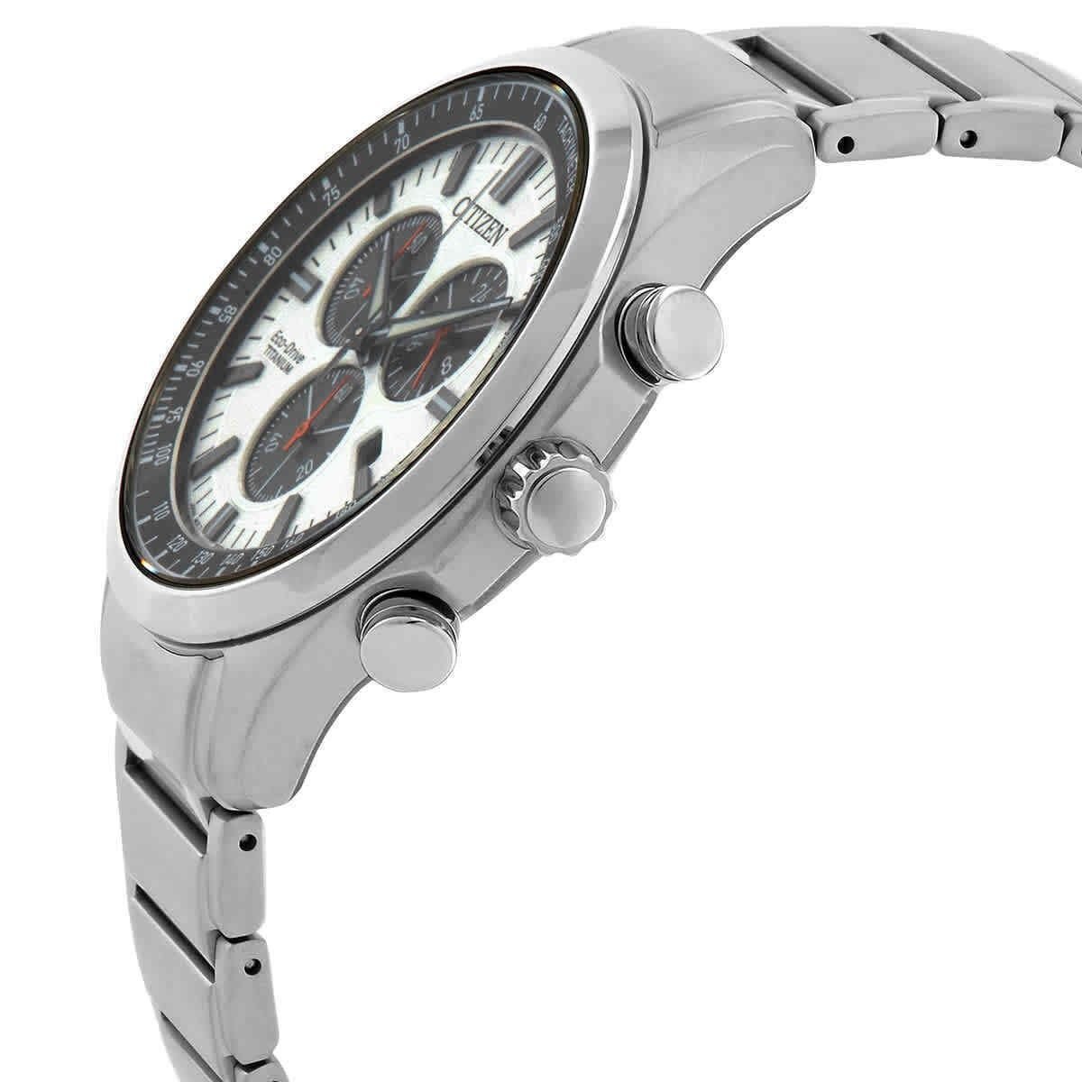 Citizen Eco - Drive Chronograph Super Titanium White Dial AT2530 - 85A 100M Men's Watch - Prestige Stones