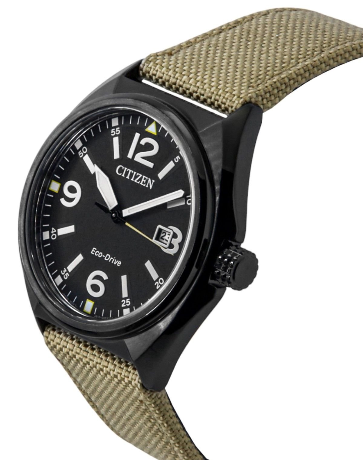 Citizen Eco - Drive Green Nylon Strap Black Dial AW1575 - 08E 100M Men's Watch - Prestige Stones