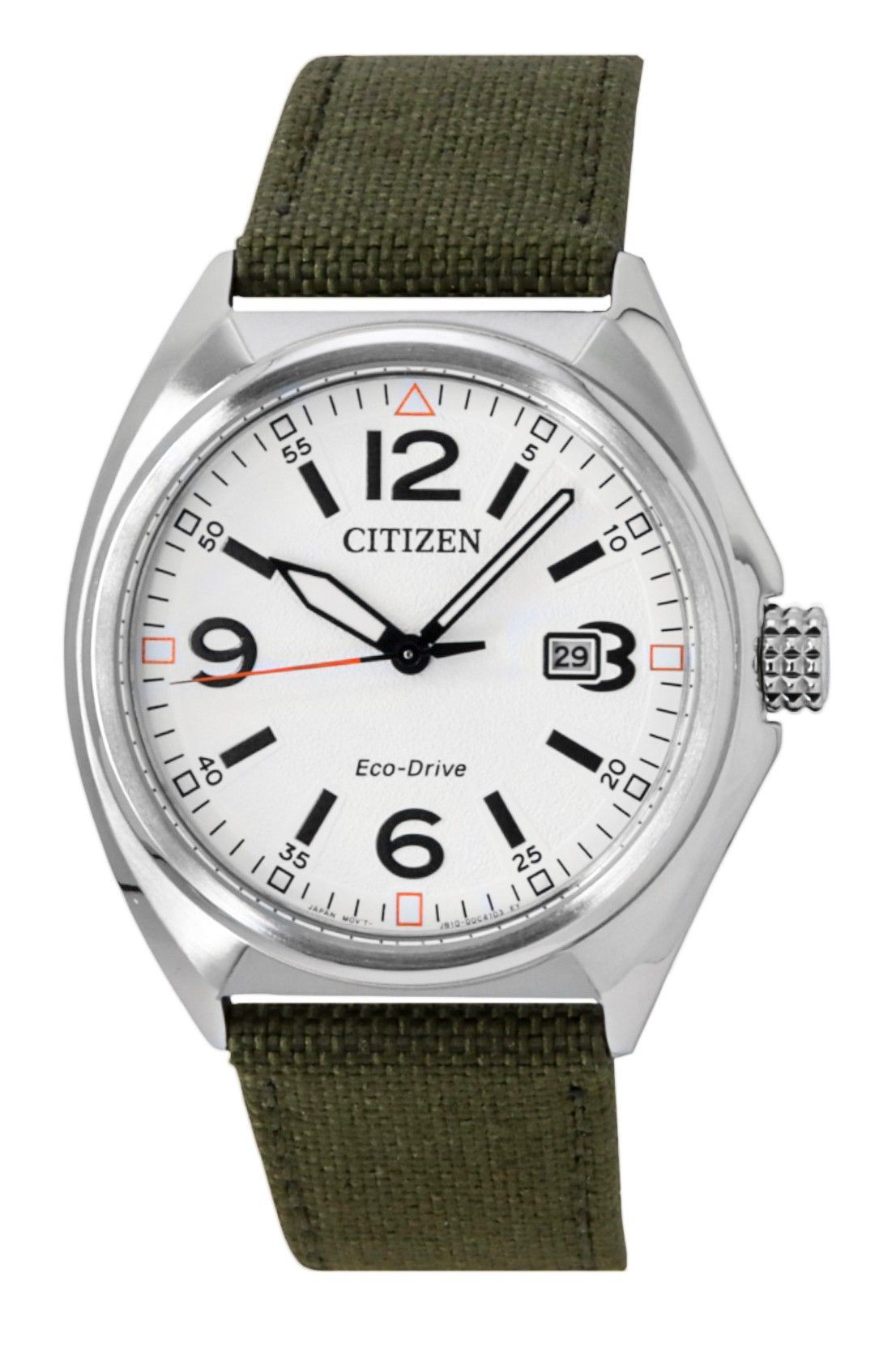 Citizen Eco - Drive Green Nylon Strap White Dial AW1571 - 09A 100M Men's Watch - Prestige Stones