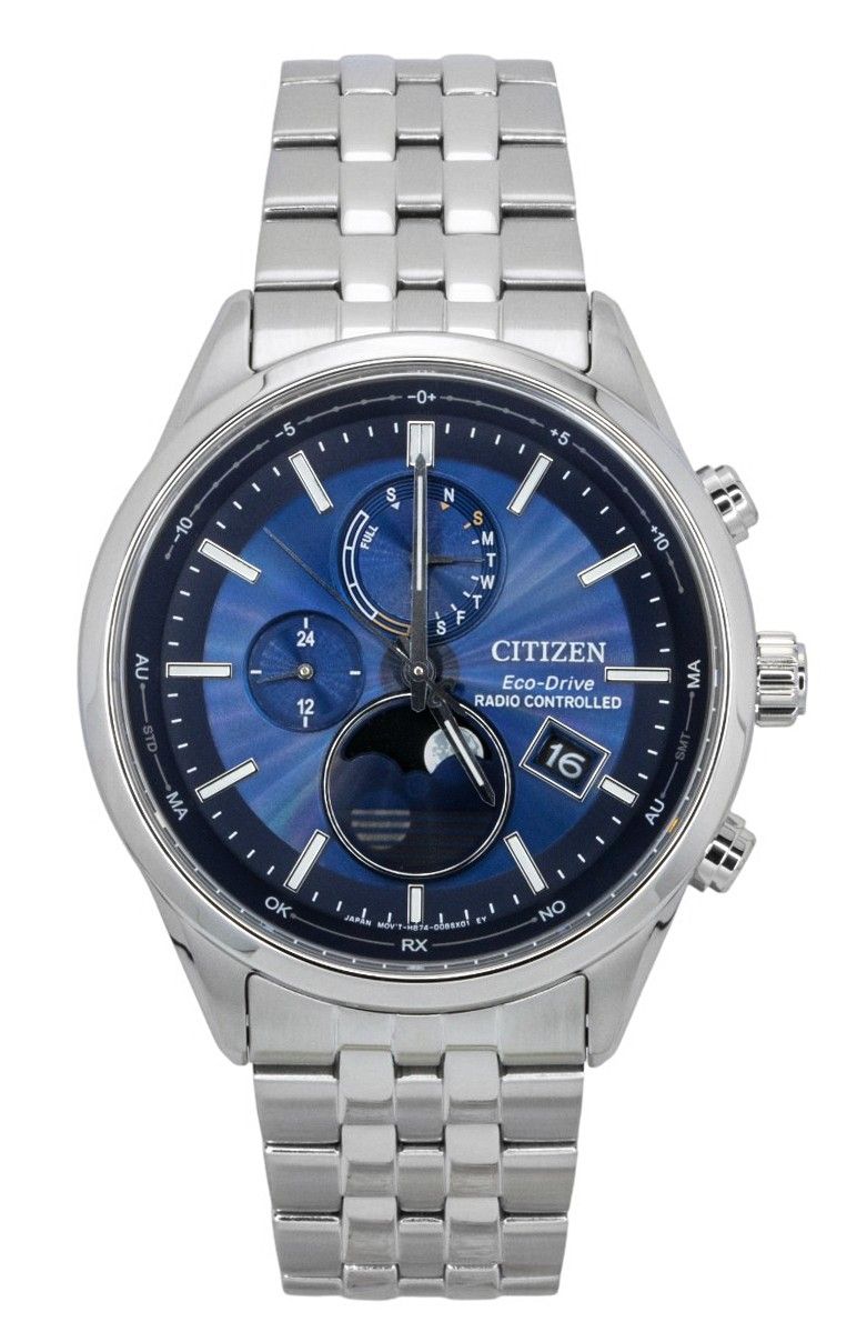 Citizen Eco - Drive Radio Controlled Moon Phase Blue Dial Stainless Steel BY1030 - 50L 100M Men's Watch - Prestige Stones