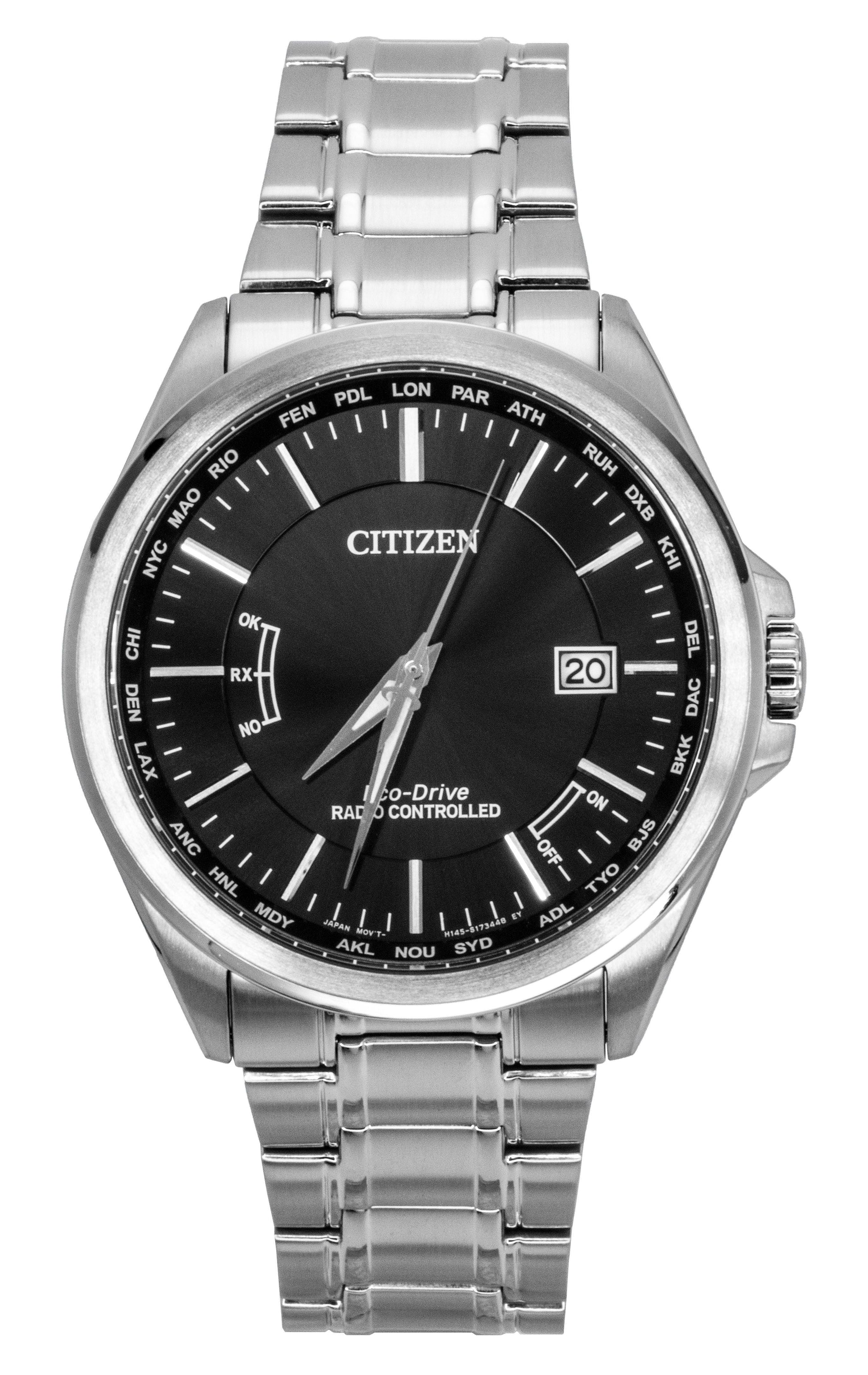Citizen Eco - Drive Radio Controlled Stainless Steel Black Dial CB0250 - 84E 100M Men's Watch - Prestige Stones