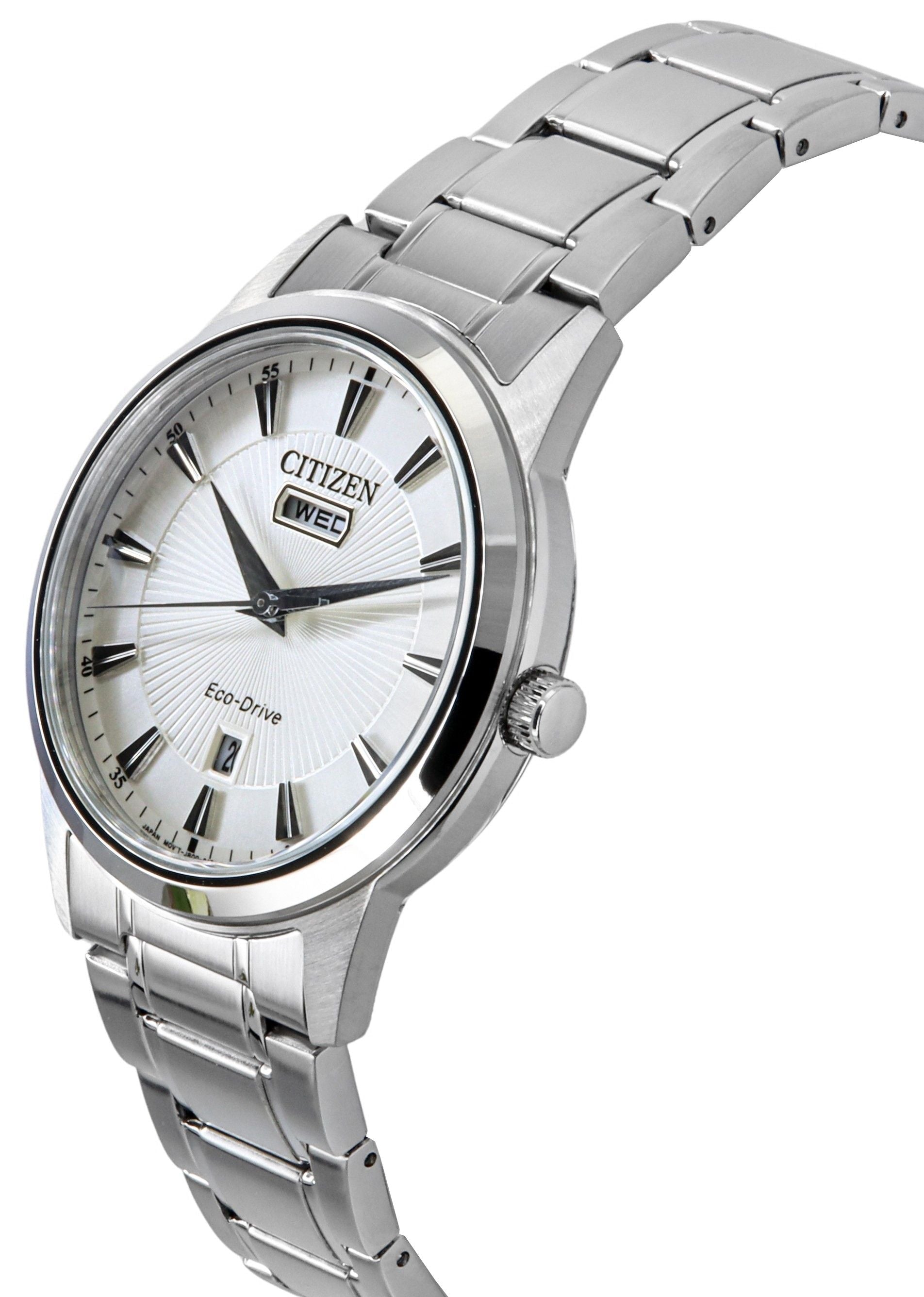 Citizen Eco - Drive Stainless Steel White Dial AW0100 - 86B Men's Watch - Prestige Stones