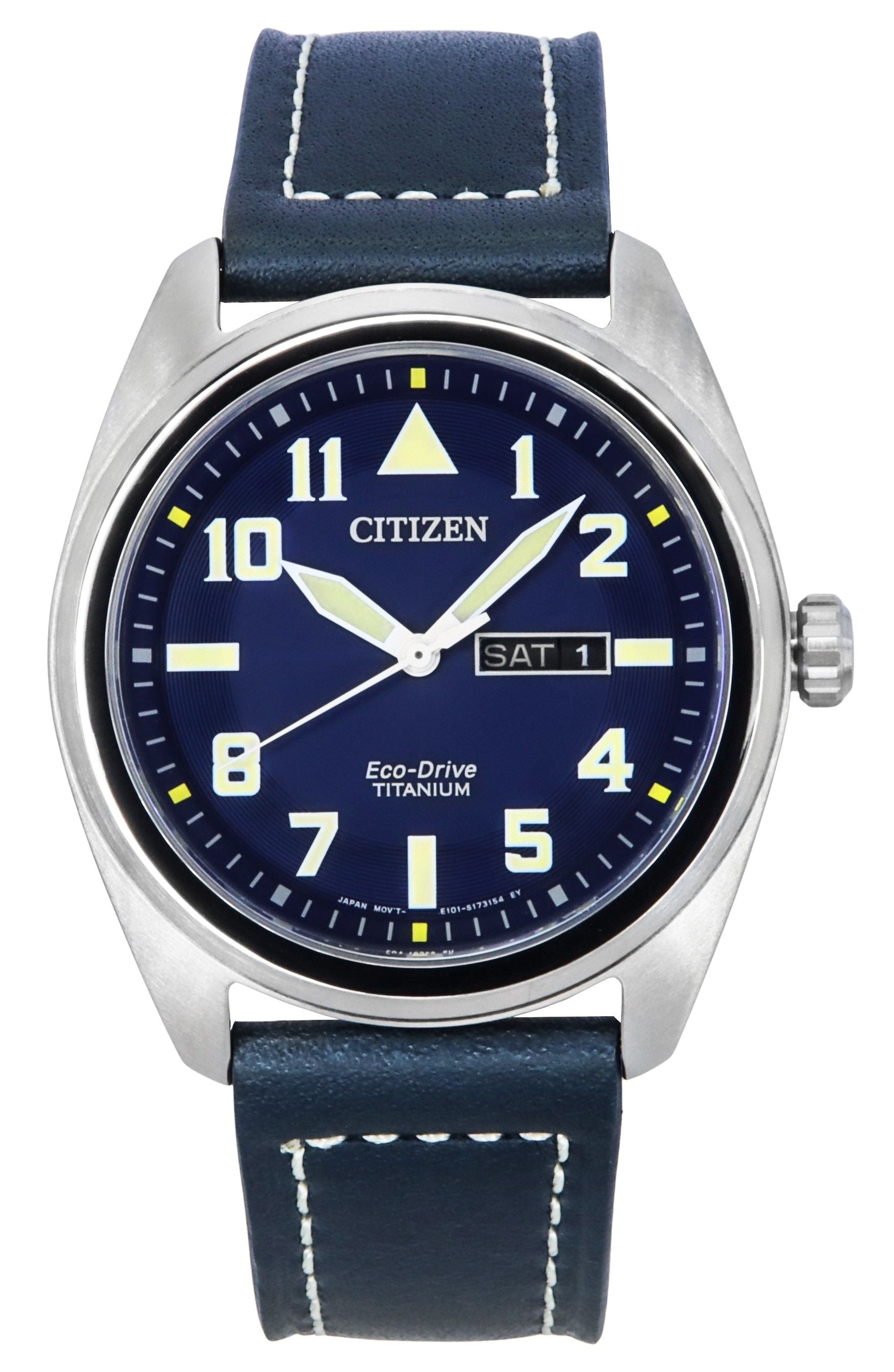 Citizen Eco - Drive Super Titanium Blue Leather Strap Blue Dial BM8560 - 45L 100M Men's Watch - Prestige Stones