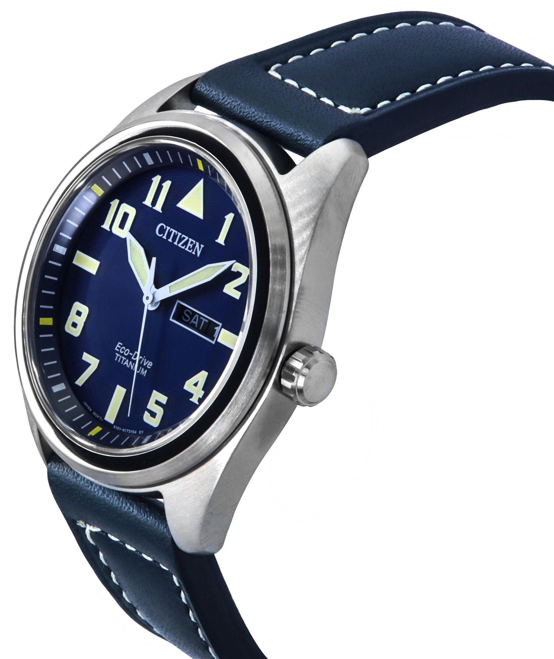 Citizen Eco - Drive Super Titanium Blue Leather Strap Blue Dial BM8560 - 45L 100M Men's Watch - Prestige Stones