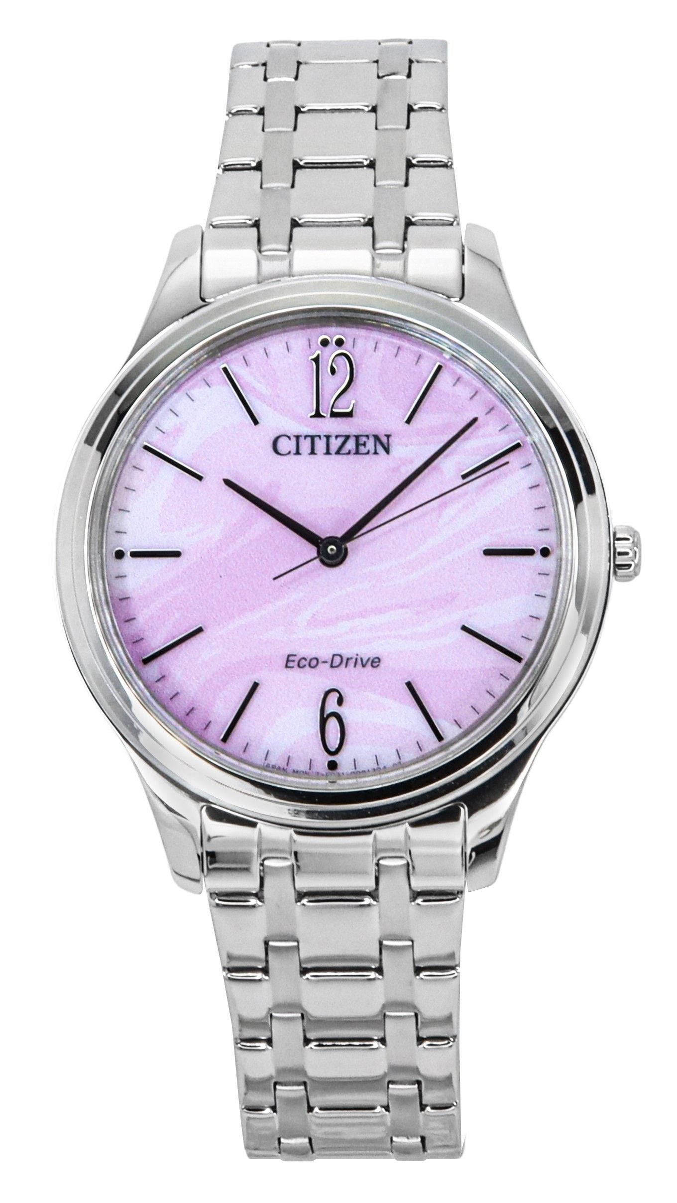 Citizen Elegance Stainless Steel Pink Dial Eco - Drive EM0411 - 71X Women's Watch - Prestige Stones