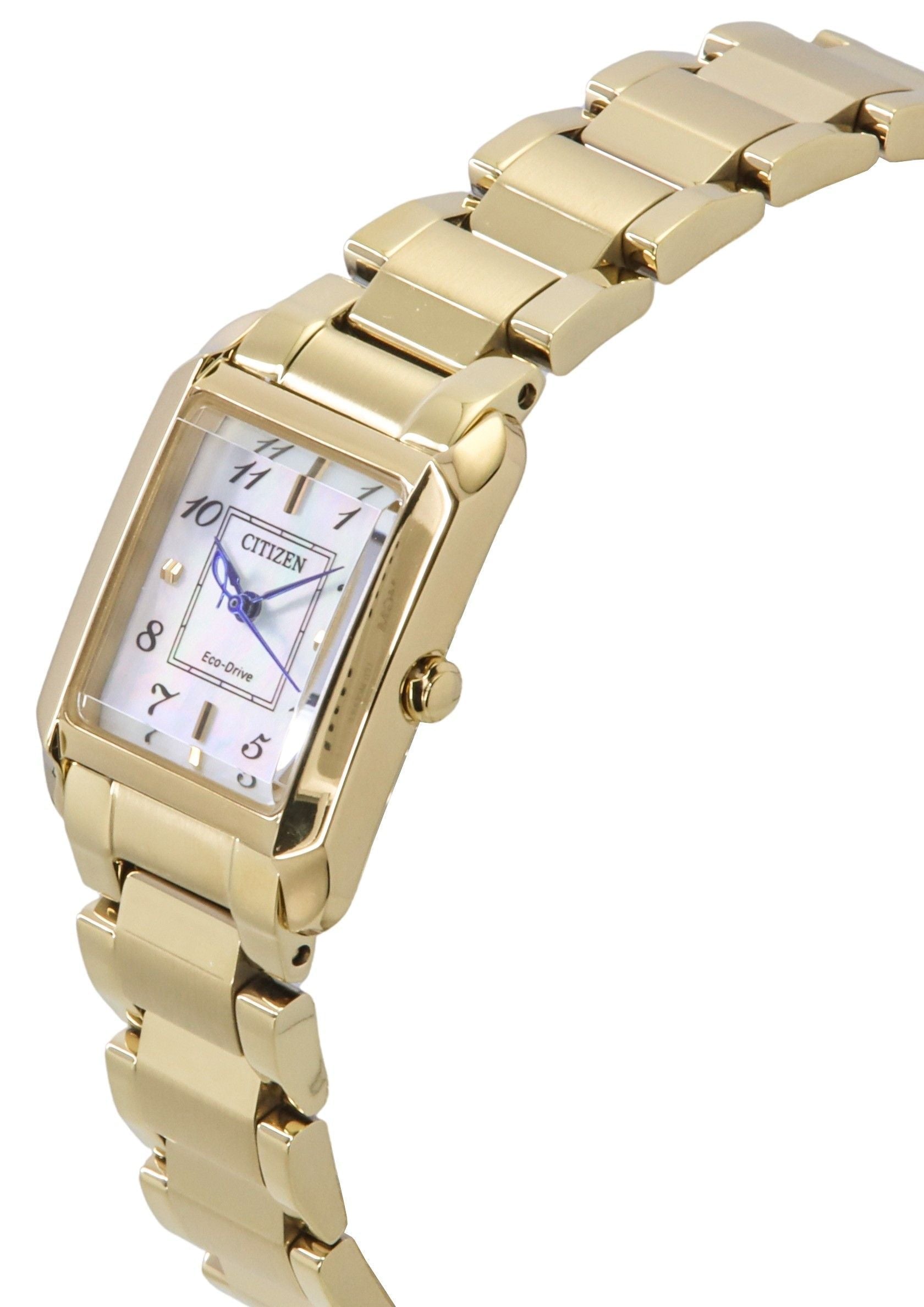 Citizen L Gold Tone Stainless Steel Mother Of Pearl Dial Eco - Drive EW5602 - 81D Women's Watch - Prestige Stones