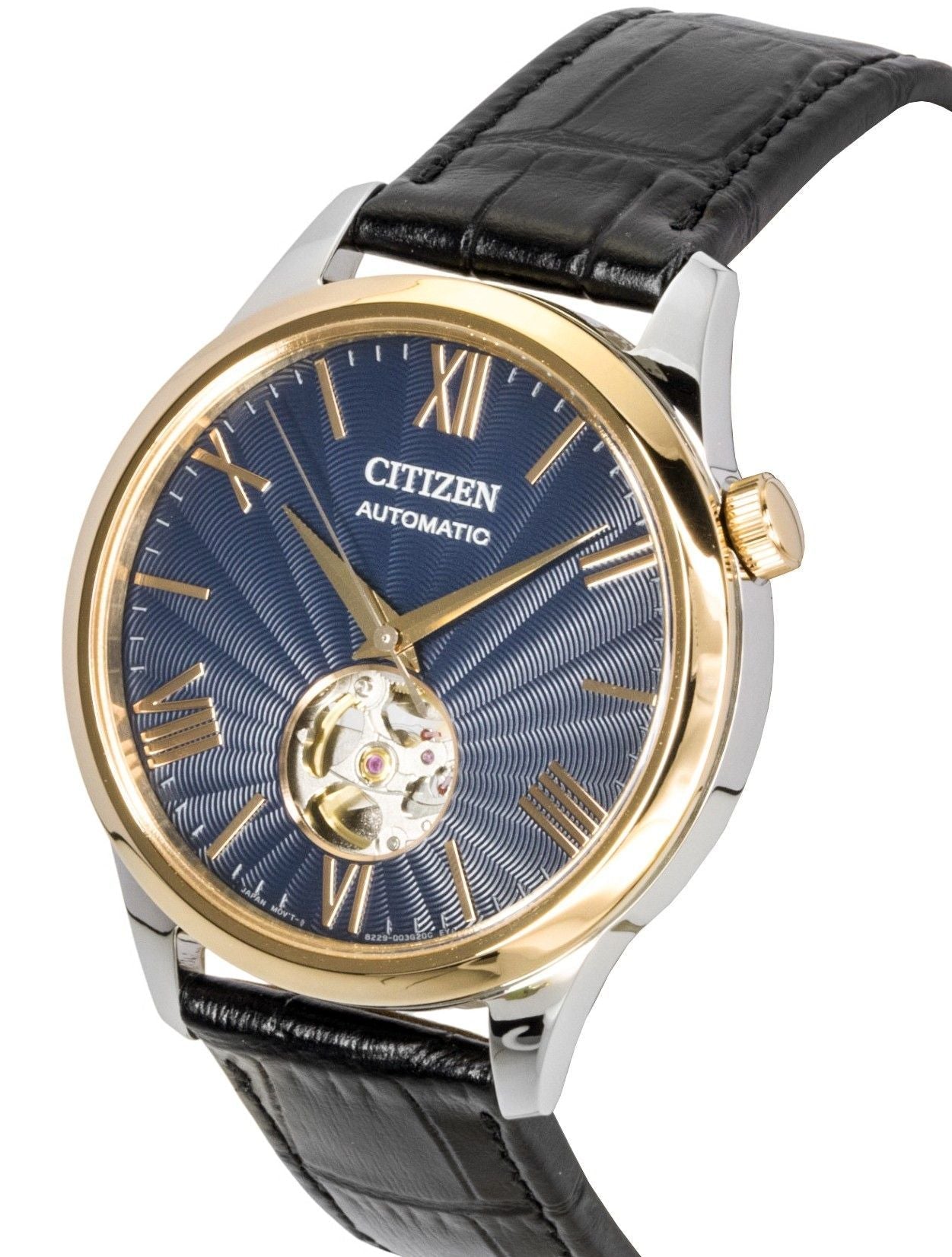 Citizen Leather Strap Open Heart Blue Dial Automatic NH9136 - 02L Men's Watch - Prestige Stones