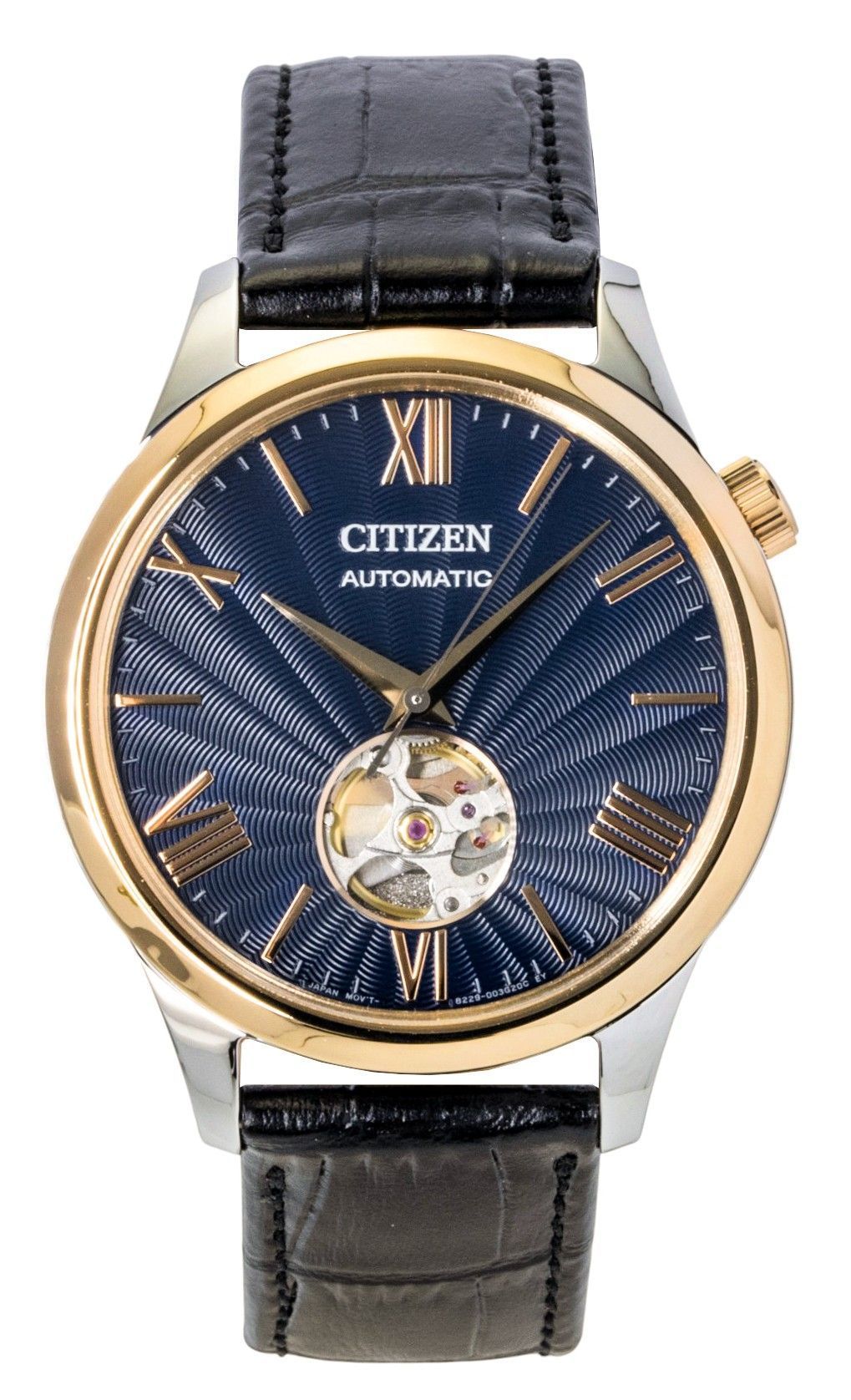 Citizen Leather Strap Open Heart Blue Dial Automatic NH9136 - 02L Men's Watch - Prestige Stones