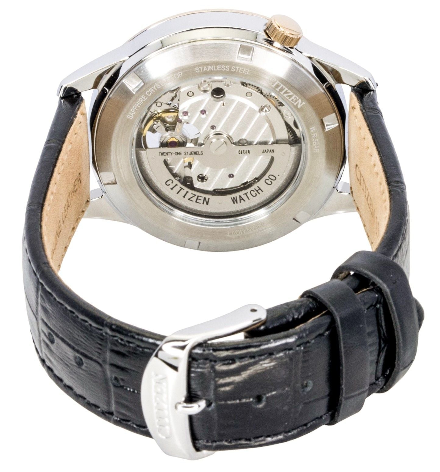 Citizen Leather Strap Open Heart Blue Dial Automatic NH9136 - 02L Men's Watch - Prestige Stones