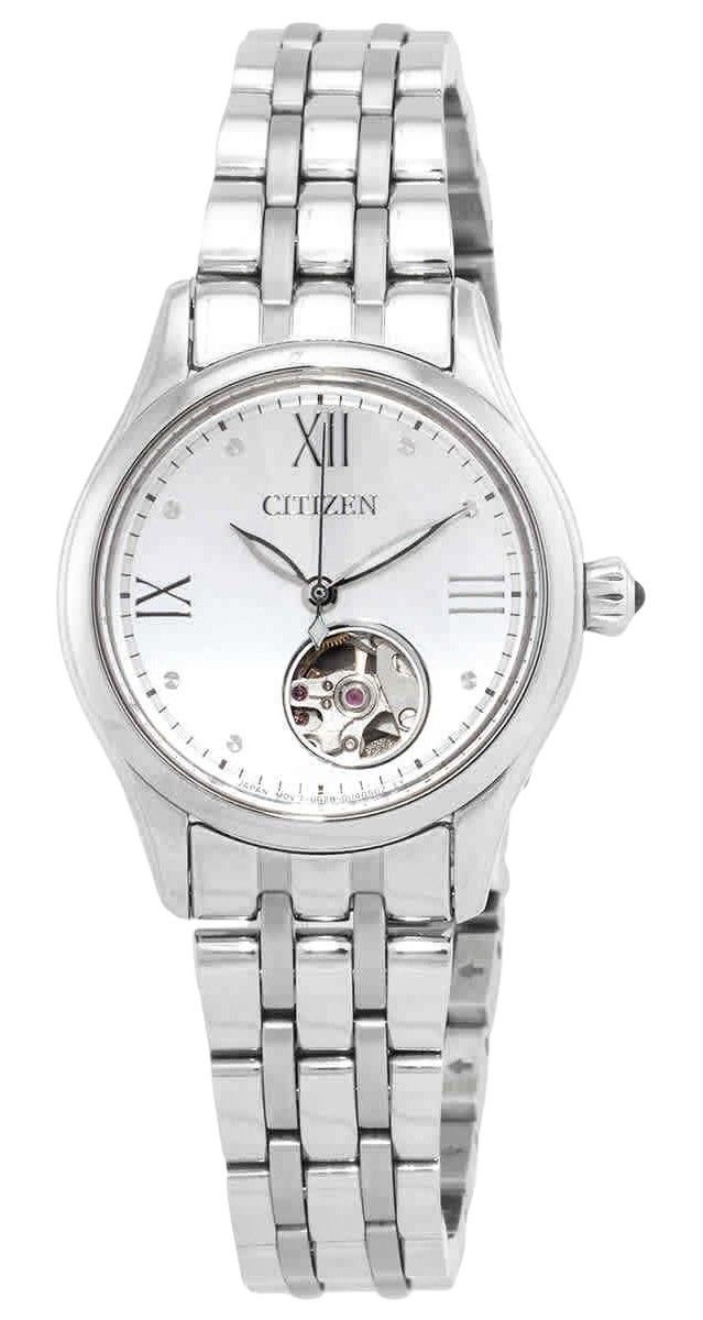 Citizen Luna Stainless Steel Open Heart Silver Dial Automatic PR1040 - 88A Women's Watch - Prestige Stones