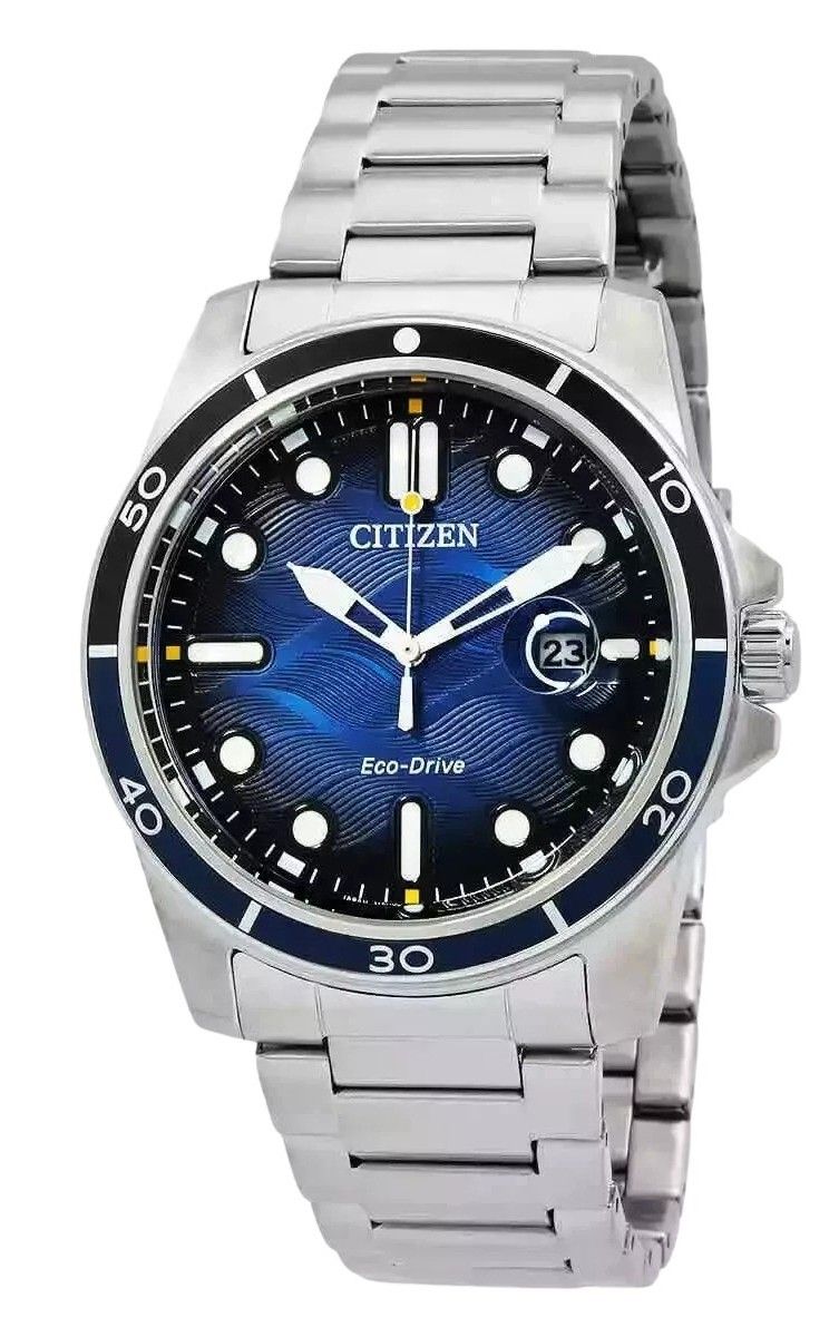 Citizen Marine Stainless Steel Blue Dial Eco - Drive AW1810 - 85L 100M Men's Watch - Prestige Stones