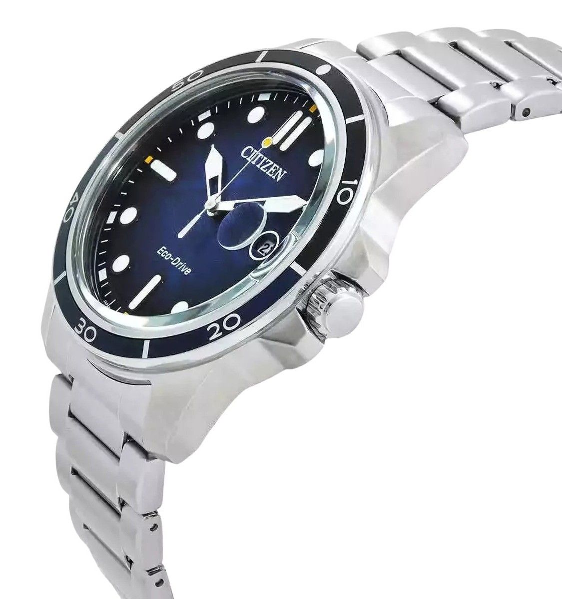 Citizen Marine Stainless Steel Blue Dial Eco - Drive AW1810 - 85L 100M Men's Watch - Prestige Stones