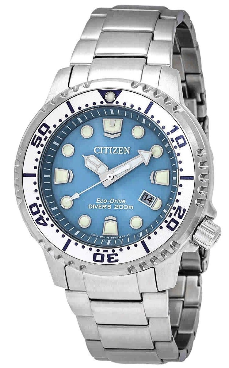 Citizen Promaster Dive Stainless Steel Light Blue Dial Eco - Drive Diver's BN0165 - 55L 200M Men's Watch - Prestige Stones