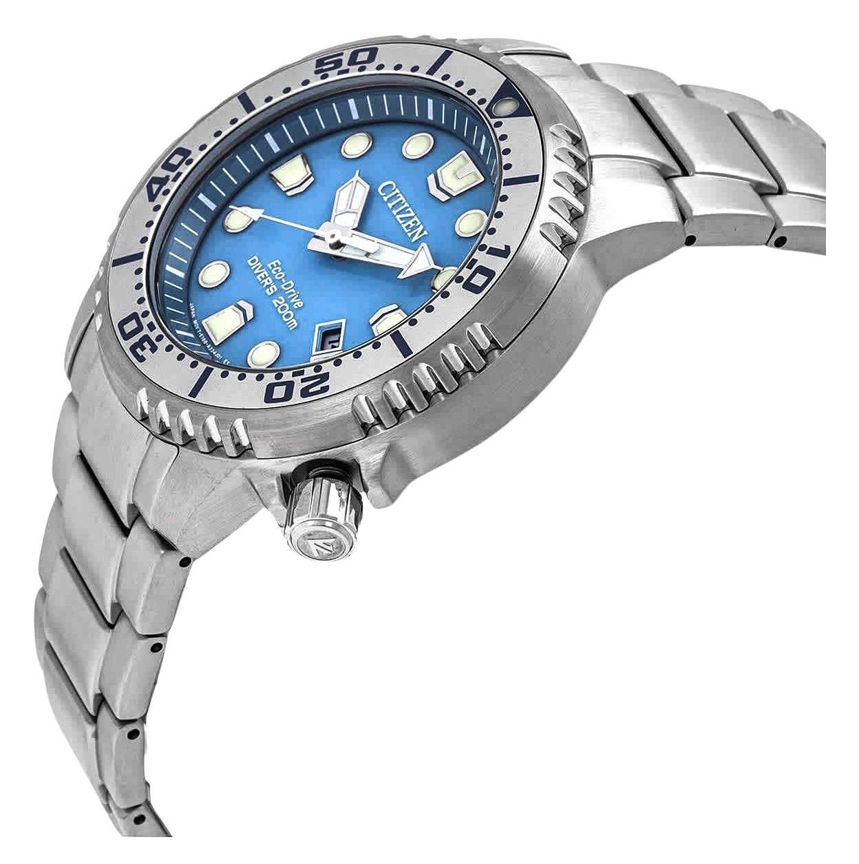 Citizen Promaster Dive Stainless Steel Light Blue Dial Eco - Drive Diver's BN0165 - 55L 200M Men's Watch - Prestige Stones