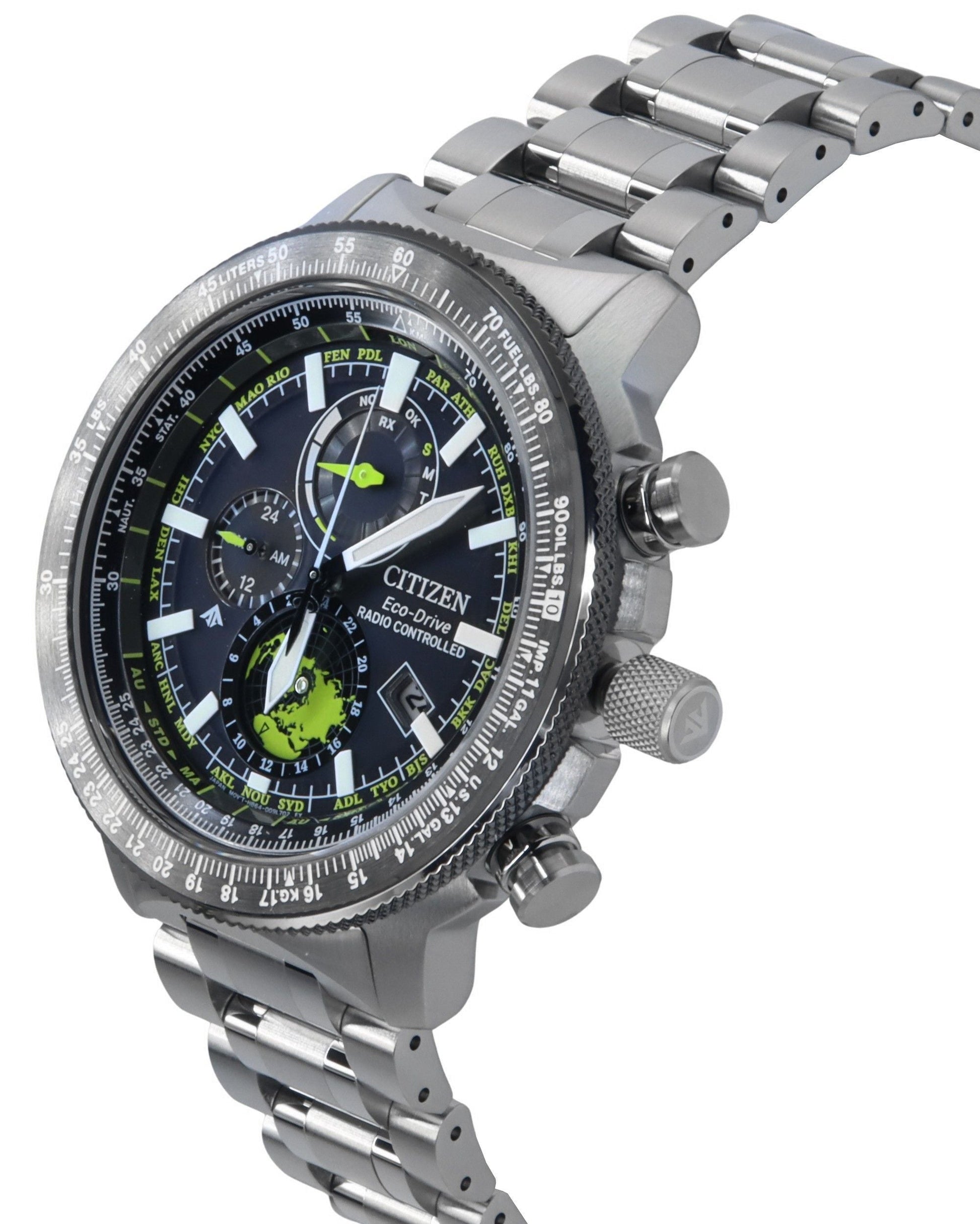 Citizen Promaster Geo Trekker Stainless Steel Black Dial Eco - Drive BY3006 - 53E 200M Men's Pilot Watch - Prestige Stones