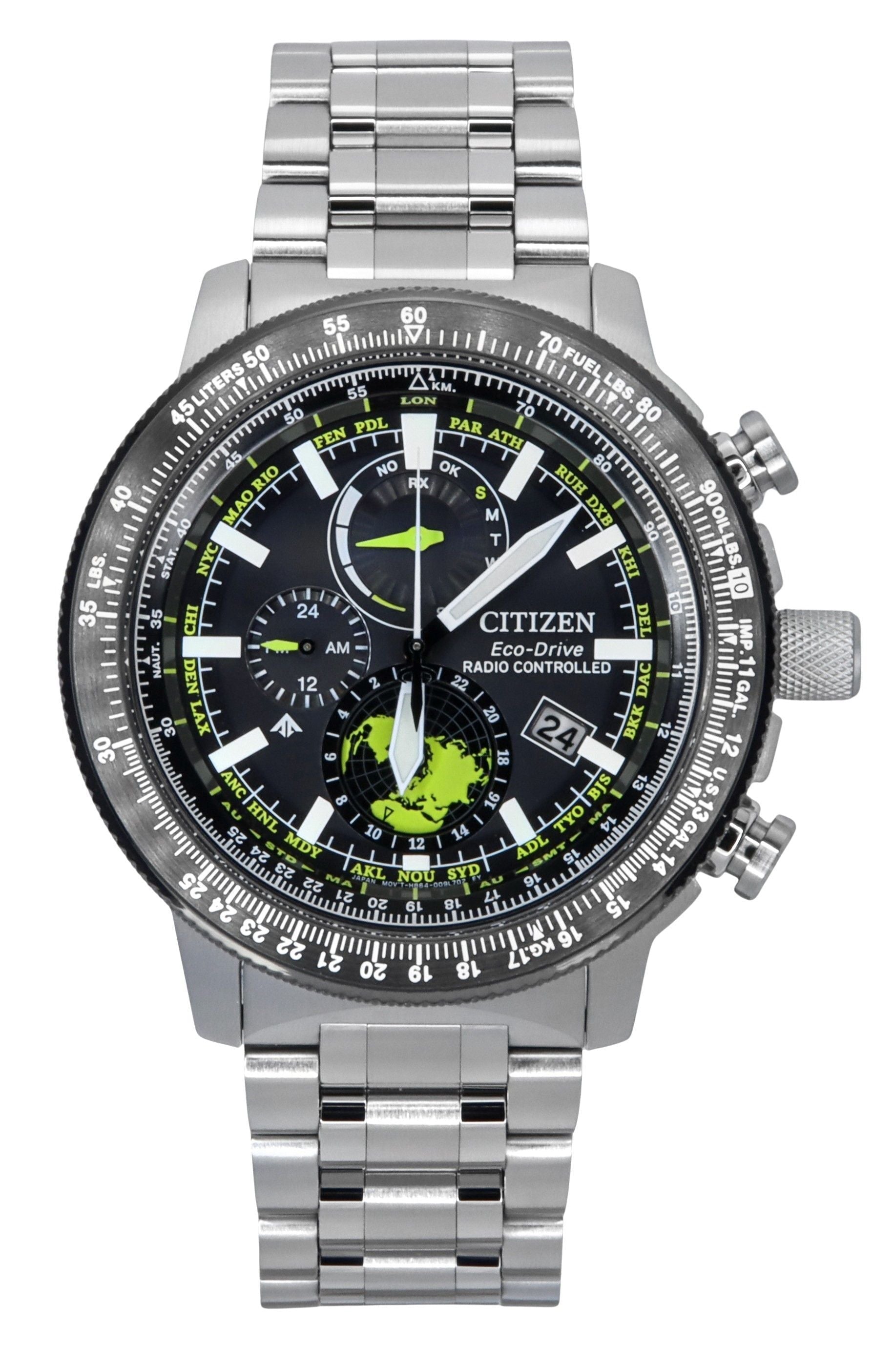 Citizen Promaster Geo Trekker Stainless Steel Black Dial Eco - Drive BY3006 - 53E 200M Men's Pilot Watch - Prestige Stones