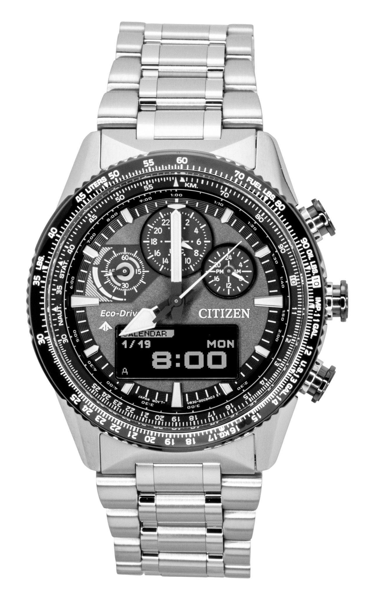 Citizen Promaster Skyhawk Eco - Drive Chronograph Stainless Steel Grey Dial Diver's JV2006 - 55H 200M Men's Watch - Prestige Stones