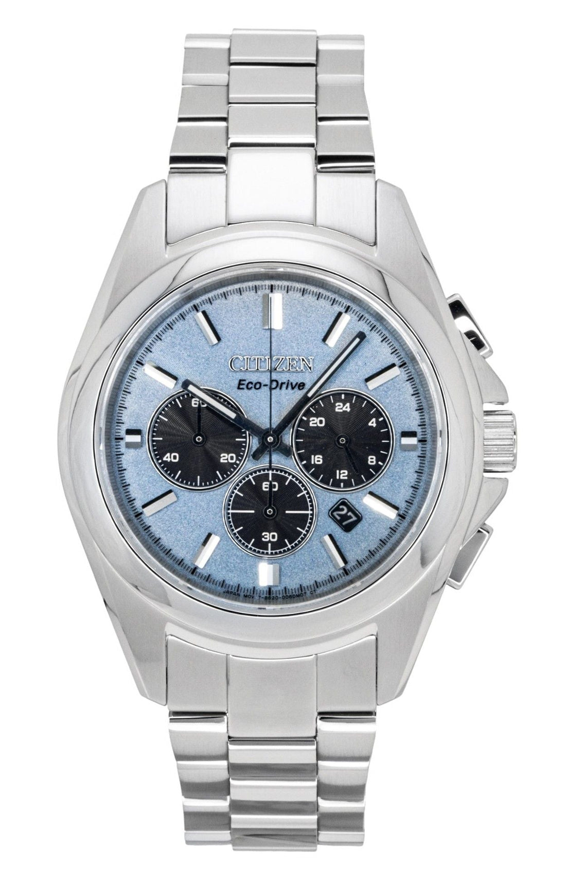 Citizen Sport Luxury Chronograph Stainless Steel Light Blue Dial Eco - Drive CA4680 - 55L 100M Men's Watch - Prestige Stones