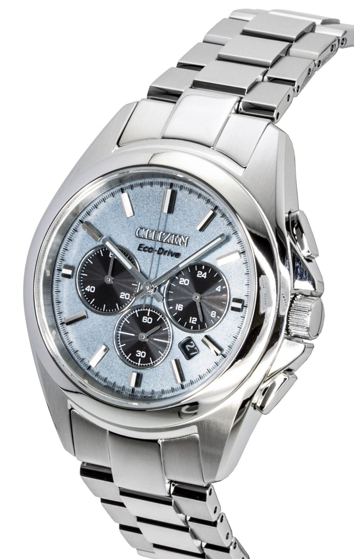 Citizen Sport Luxury Chronograph Stainless Steel Light Blue Dial Eco - Drive CA4680 - 55L 100M Men's Watch - Prestige Stones