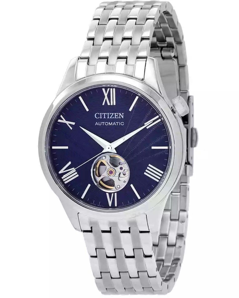 Citizen Stainless Steel Open Heart Blue Dial Automatic NH9130 - 84L Men's Watch - Prestige Stones