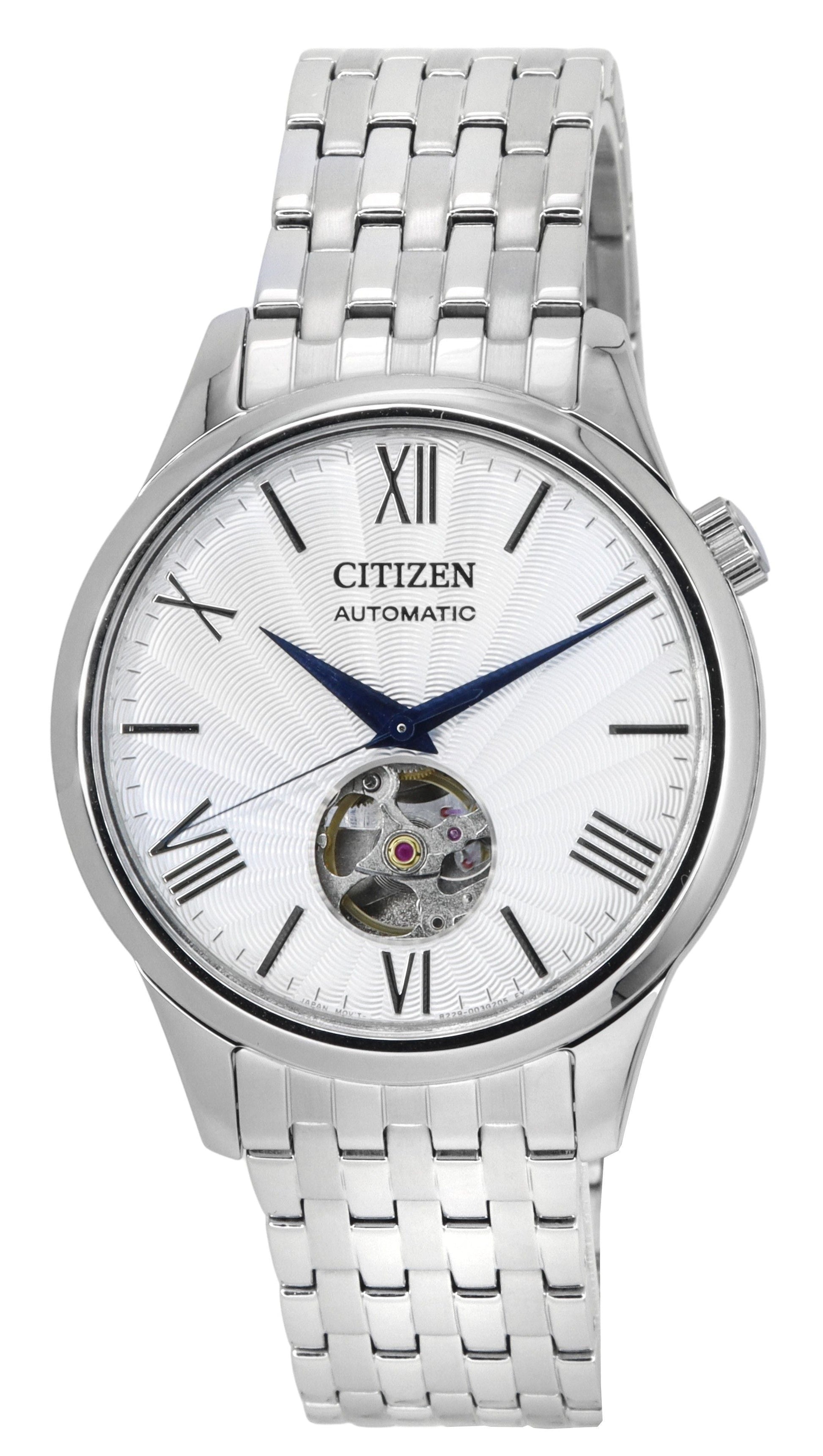Citizen Stainless Steel Open Heart Silver Dial Automatic NH9130 - 84A Men's Watch - Prestige Stones