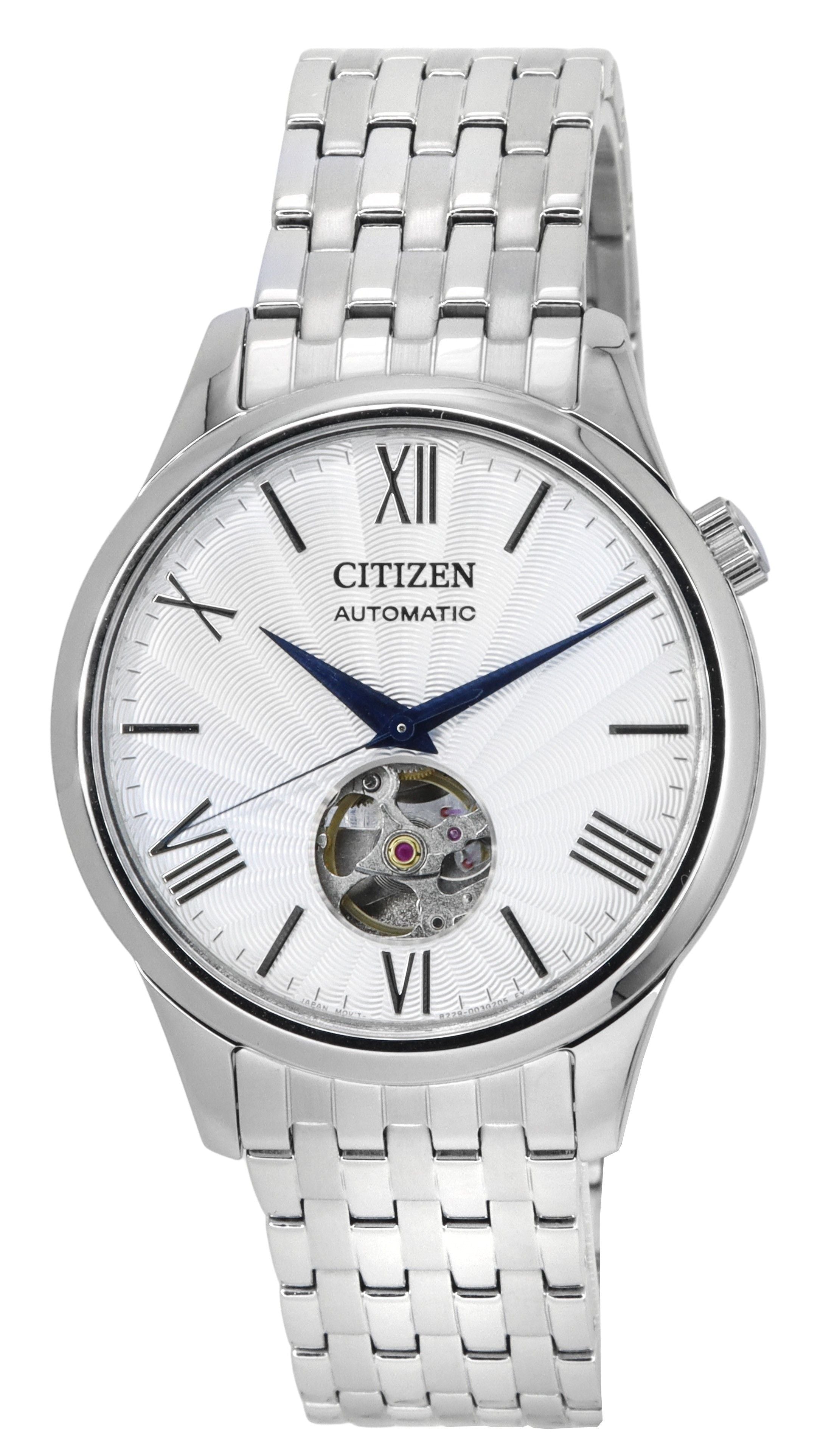 Citizen Stainless Steel Open Heart Silver Dial Automatic NH9130 - 84A Men's Watch - Prestige Stones