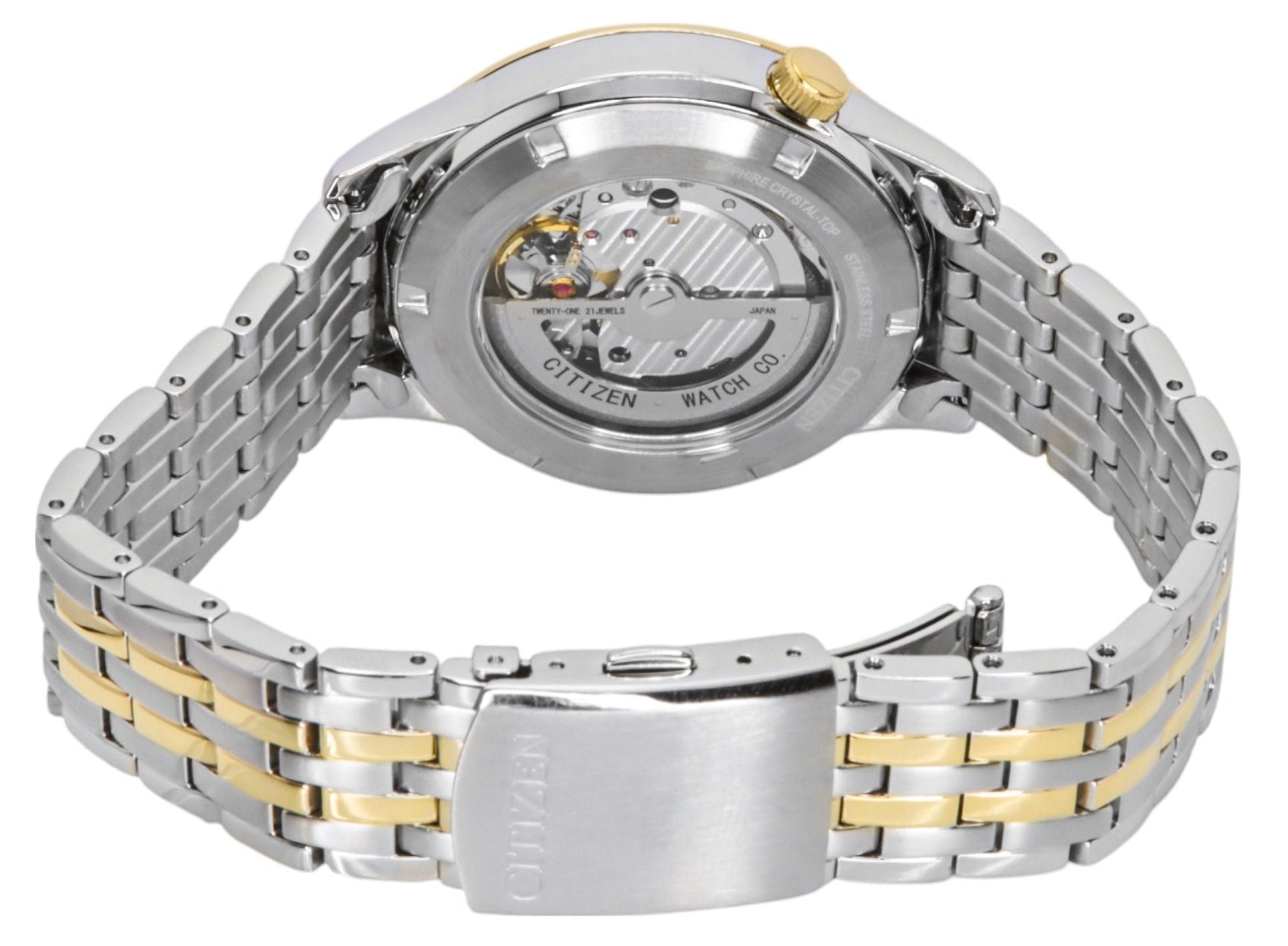 Citizen Two Tone Stainless Steel Open Heart Green Dial Automatic NH9134 - 83X Men's Watch - Prestige Stones