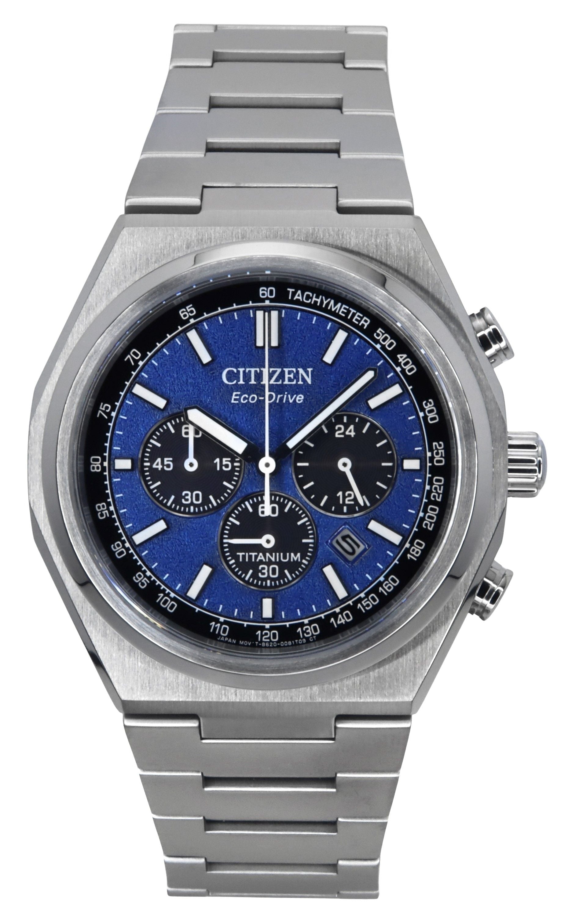 Citizen Zenshin Chronograph Super Titanium Blue Dial Eco - Drive CA4610 - 85L 100M Men's Watch - Prestige Stones