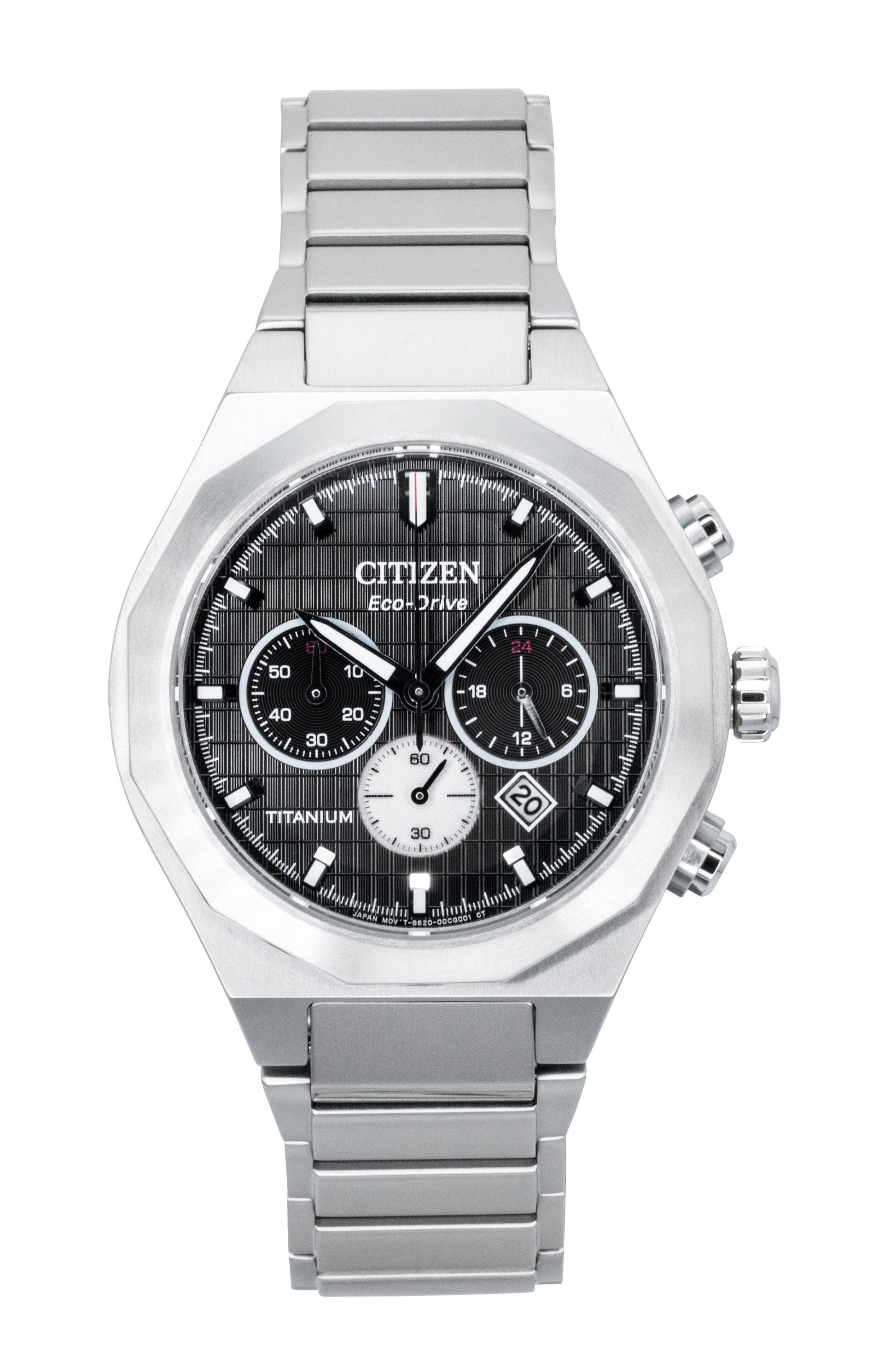 Citizen Zenshin Senkei Chronograph Super Titanium Black Dial Eco - Drive CA4690 - 51E 100M Men's Watch - Prestige Stones