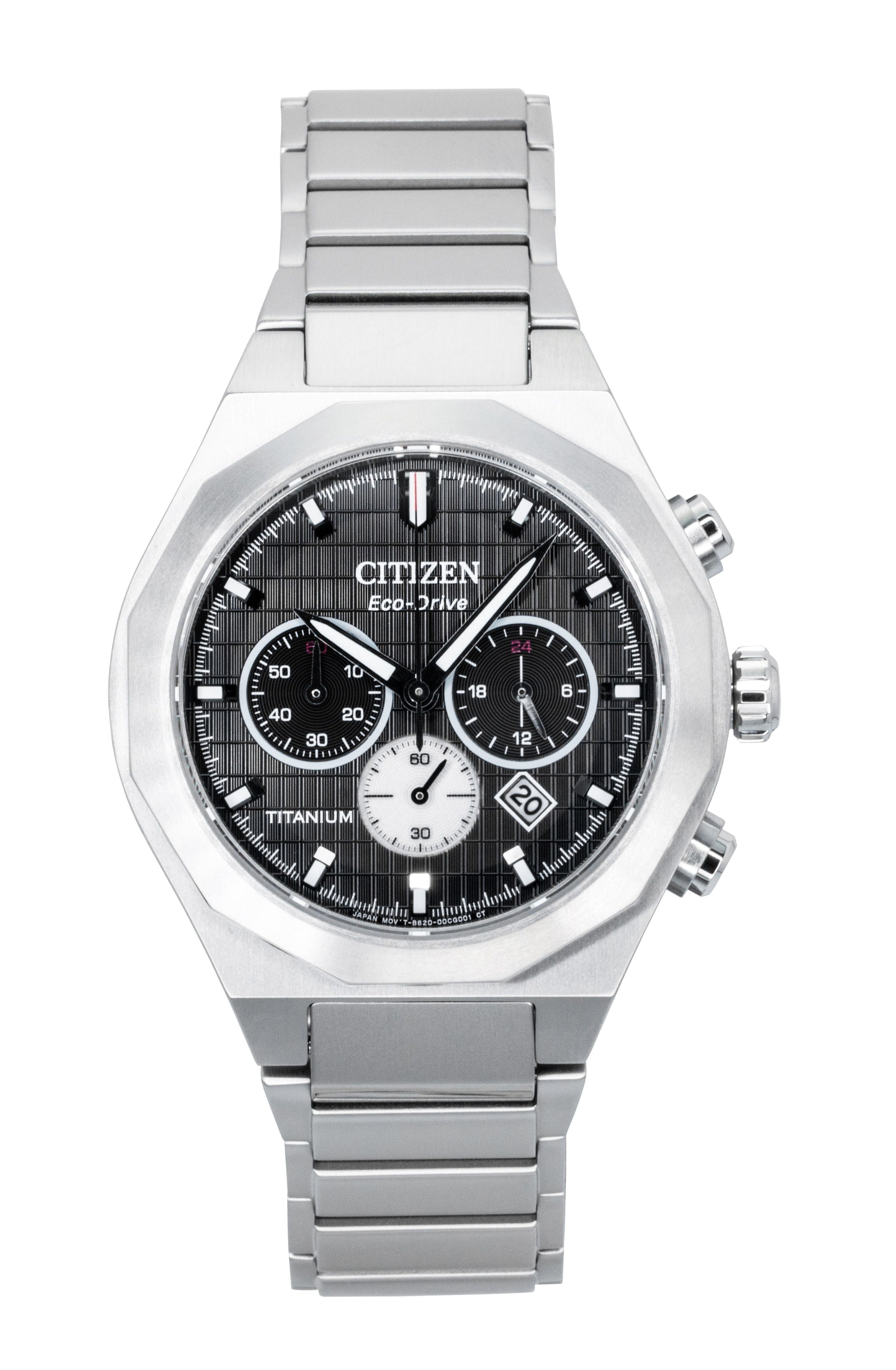 Citizen Zenshin Senkei Chronograph Super Titanium Black Dial Eco - Drive CA4690 - 51E 100M Men's Watch - Prestige Stones