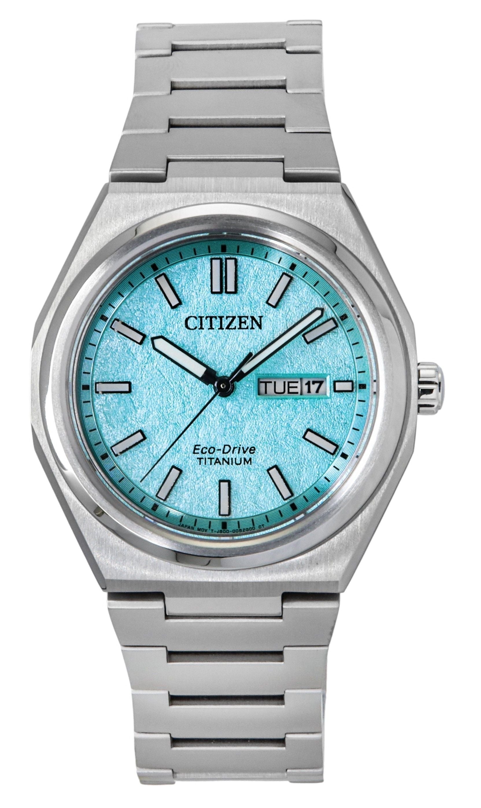 Citizen Zenshin Super Titanium Turquoise Dial Eco - Drive AW0130 - 85M 100M Men's Watch - Prestige Stones