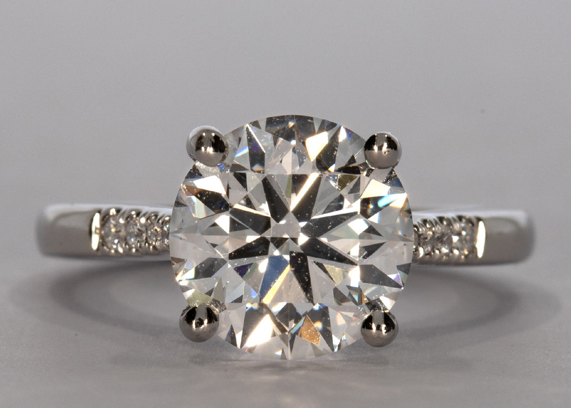 Thea ring in Platinum set with a Round 2.83ctct. D - Perfectly White VVS2 - Diamond.