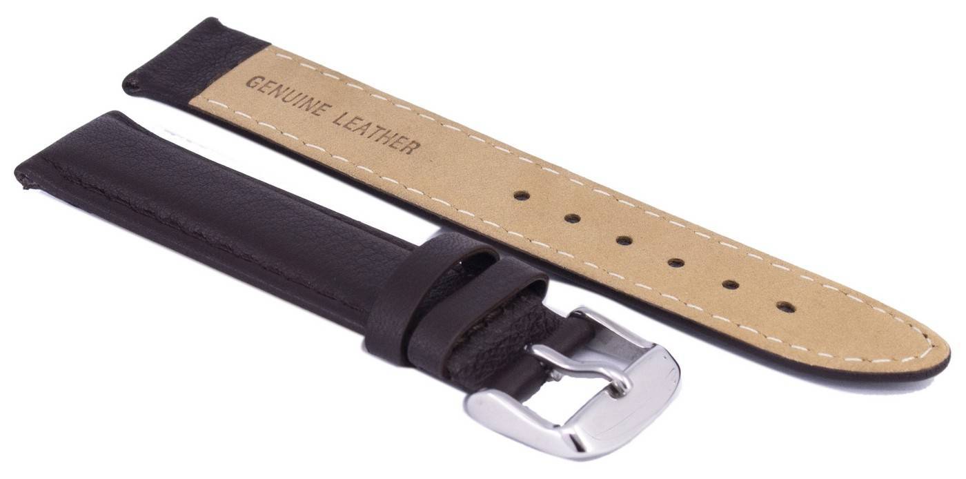 Dark Brown Ratio Brand Leather Watch Strap 18mm - Prestige Stones