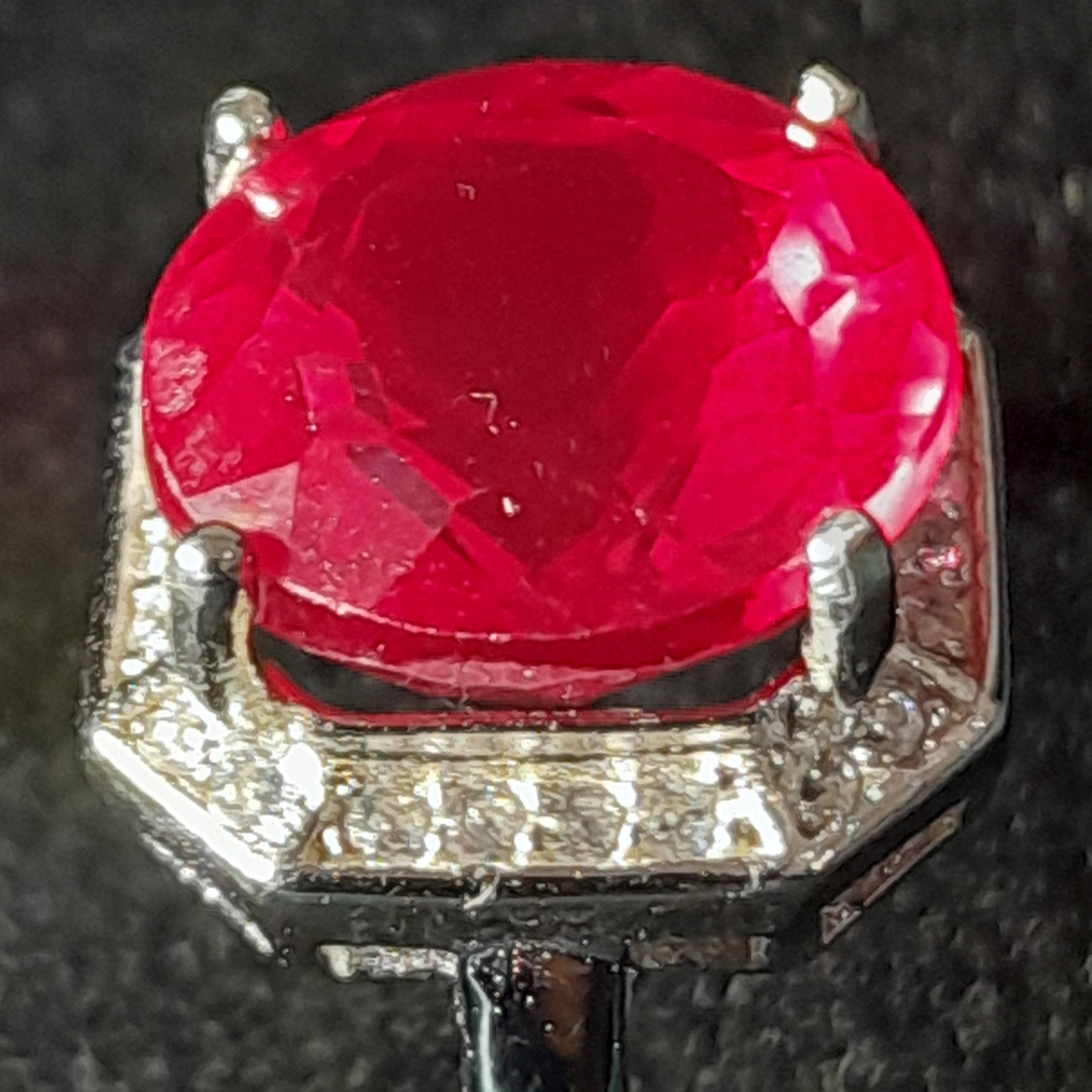 Deep Vivid Red Ruby Ring – 6.85ct Lab - Created | VVS Clarity | Prong - Set | Adjustable S925 (UK Size N) - Prestige Stones