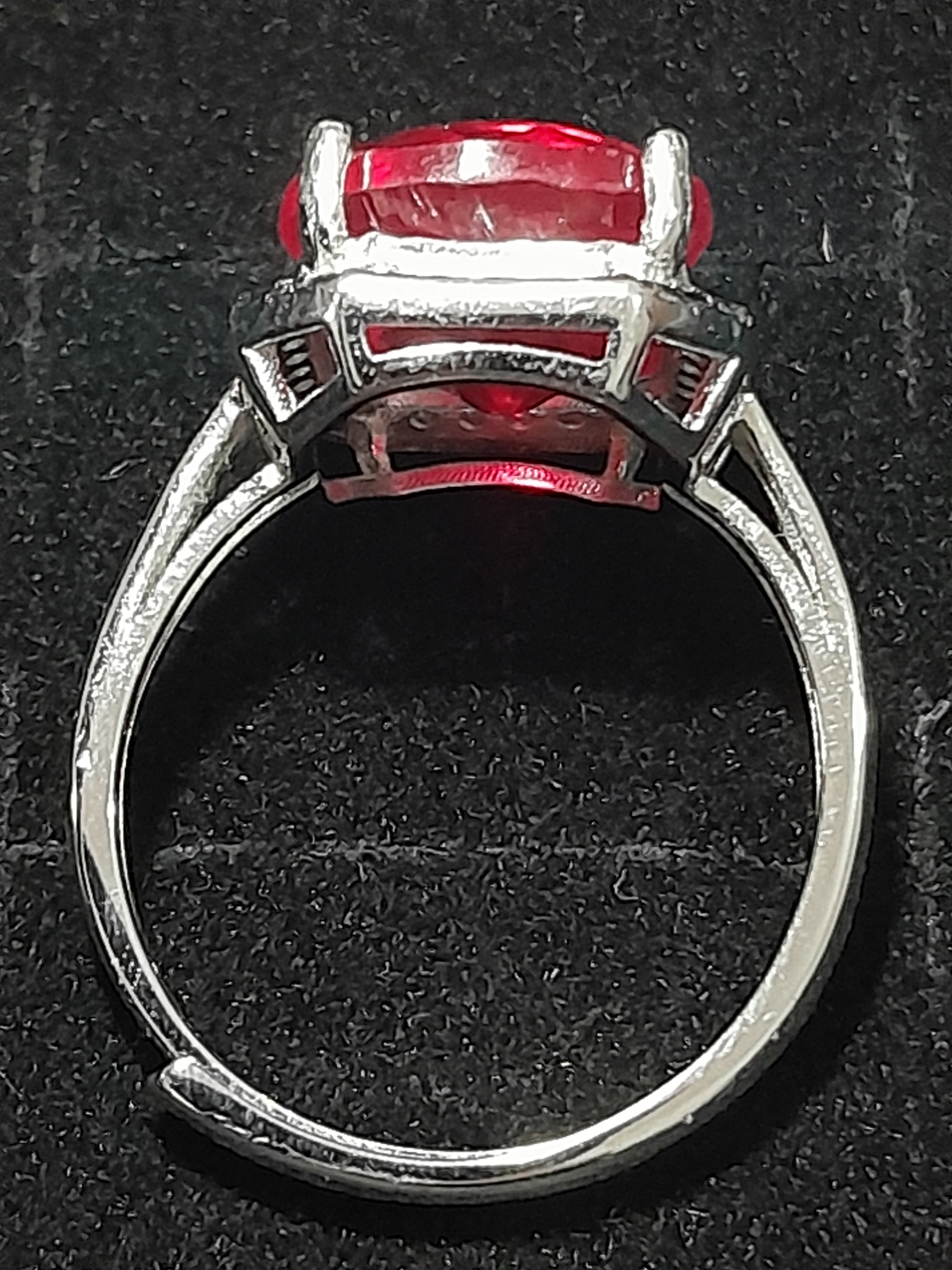 Deep Vivid Red Ruby Ring – 6.85ct Lab - Created | VVS Clarity | Prong - Set | Adjustable S925 (UK Size N) - Prestige Stones