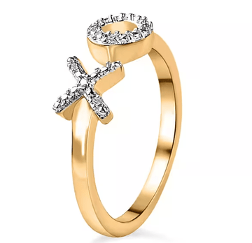 diamond hug and kiss ring in sterling silver with 18k yellow gold vermeil and 4 single-cut diamonds