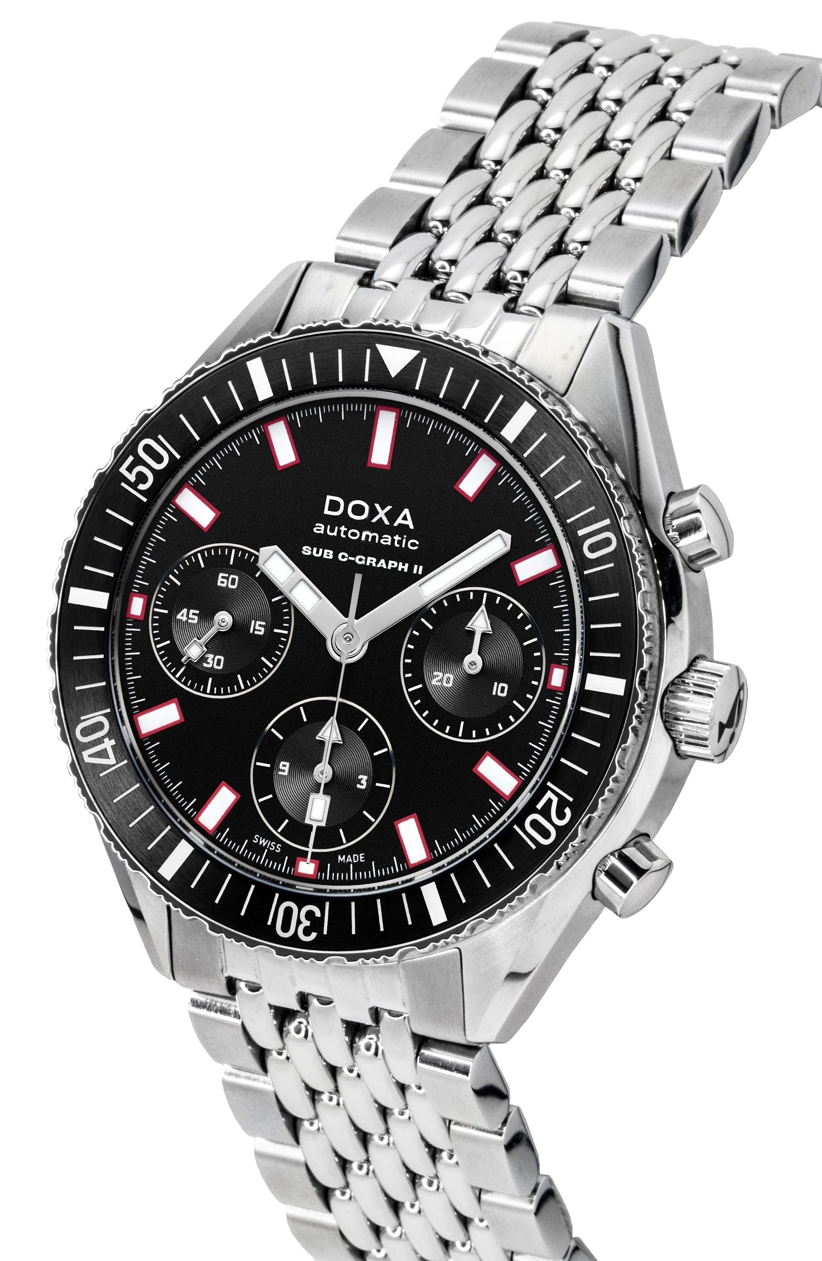 Doxa Sub 200 C - Graph II Sharkhunter Black Dial Automatic Diver's 797.10.101.10 200M Men's Watch With Extra Strap - Prestige Stones