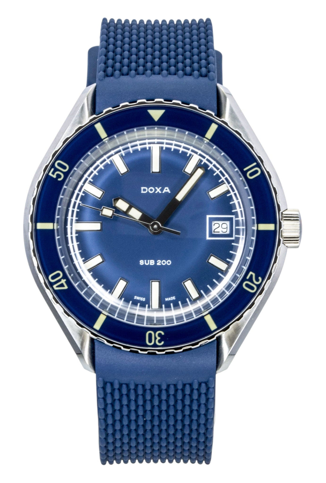 Doxa Sub 200 Caribbean Stainless Steel Blue Dial Automatic Diver's 799.10.201.32 200M Men's Watch With Extra Strap - Prestige Stones