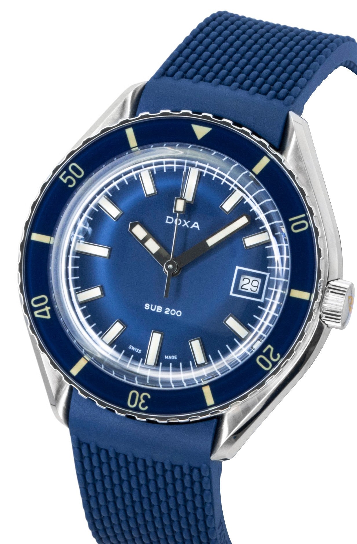 Doxa Sub 200 Caribbean Stainless Steel Blue Dial Automatic Diver's 799.10.201.32 200M Men's Watch With Extra Strap - Prestige Stones