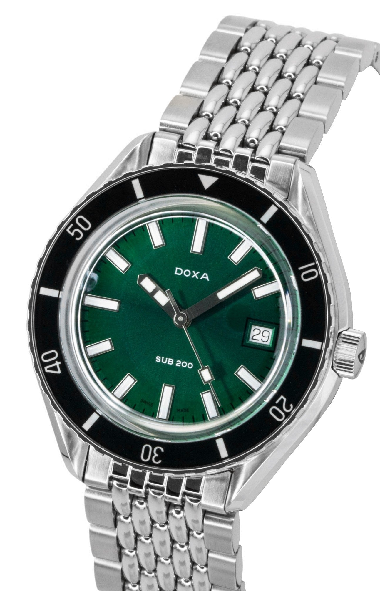 Doxa SUB 200 Sea Emerald Stainless Steel Green Dial Automatic Diver's 799.10.131.10 200M Men's Watch With Extra Strap - Prestige Stones