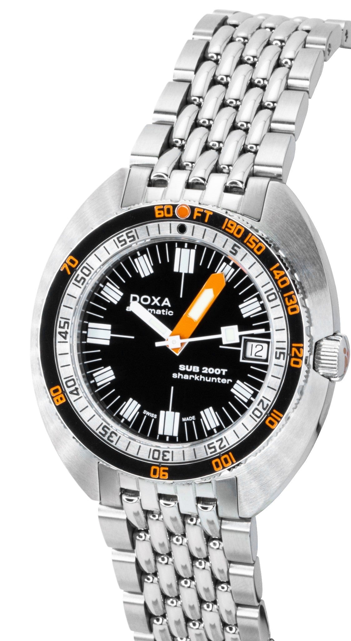 Doxa SUB 200T Sharkhunter Stainless Steel Black Dial Automatic Diver's 804.10.101.10 200M Men's Watch - Prestige Stones