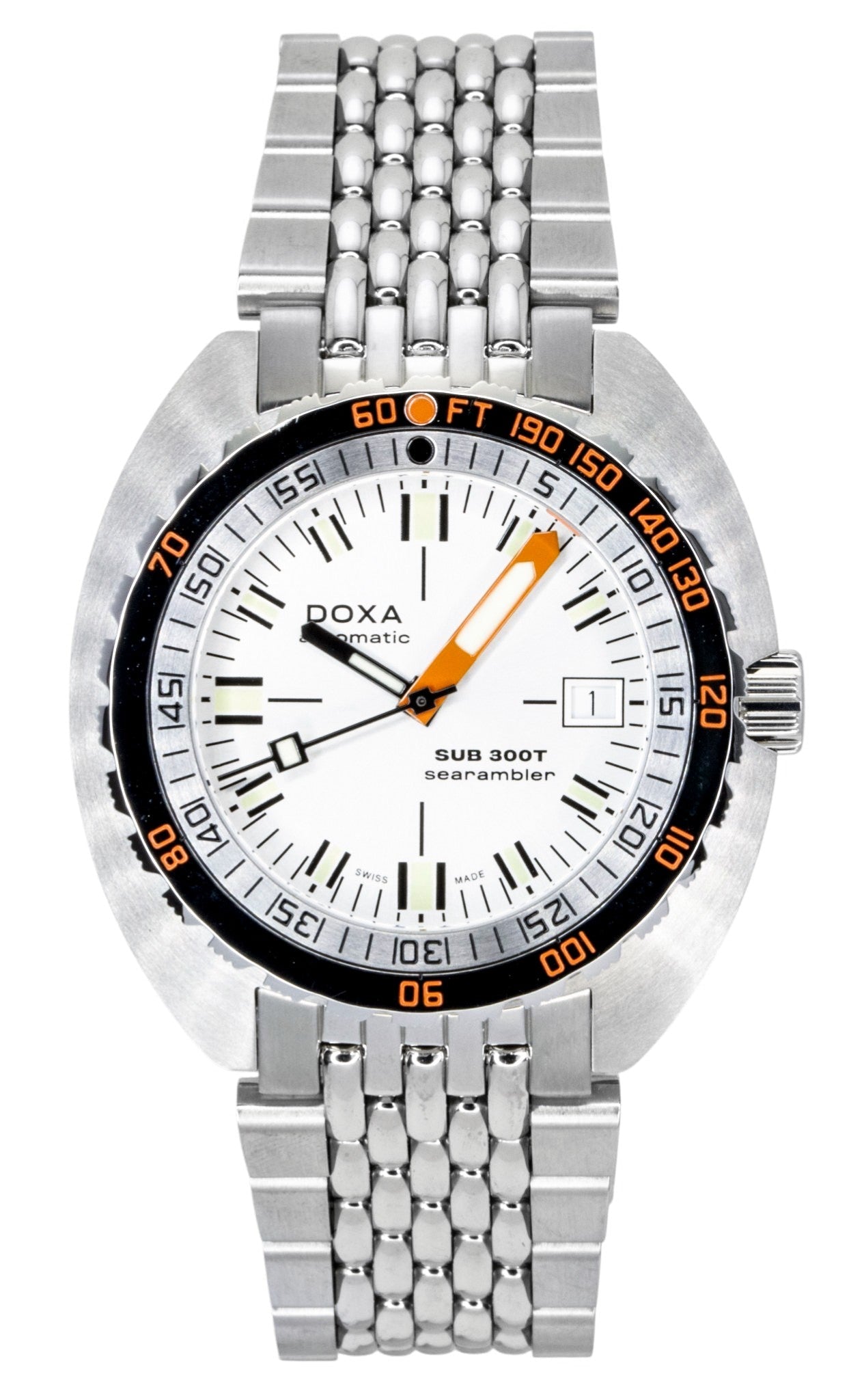 Doxa SUB 300 Searambler Stainless Steel Silver Dial Automatic Diver's 840.10.021.10 1200M Men's Wacth With Extra Strap - Prestige Stones