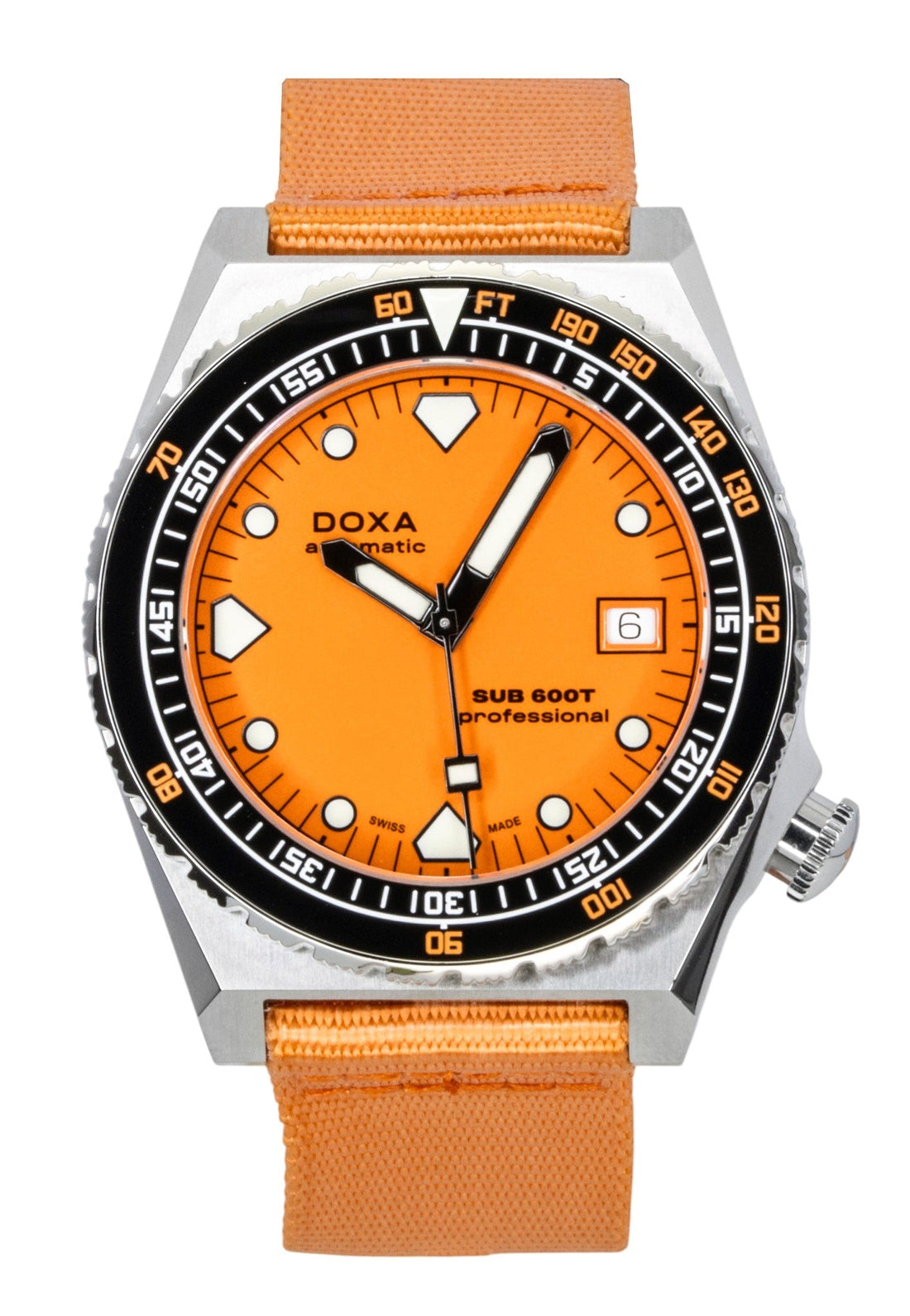 Doxa SUB 600T Professional Orange Dial Automatic Diver's 861.10.351.21 - N 600M Men's Watch With Extra Strap - Prestige Stones