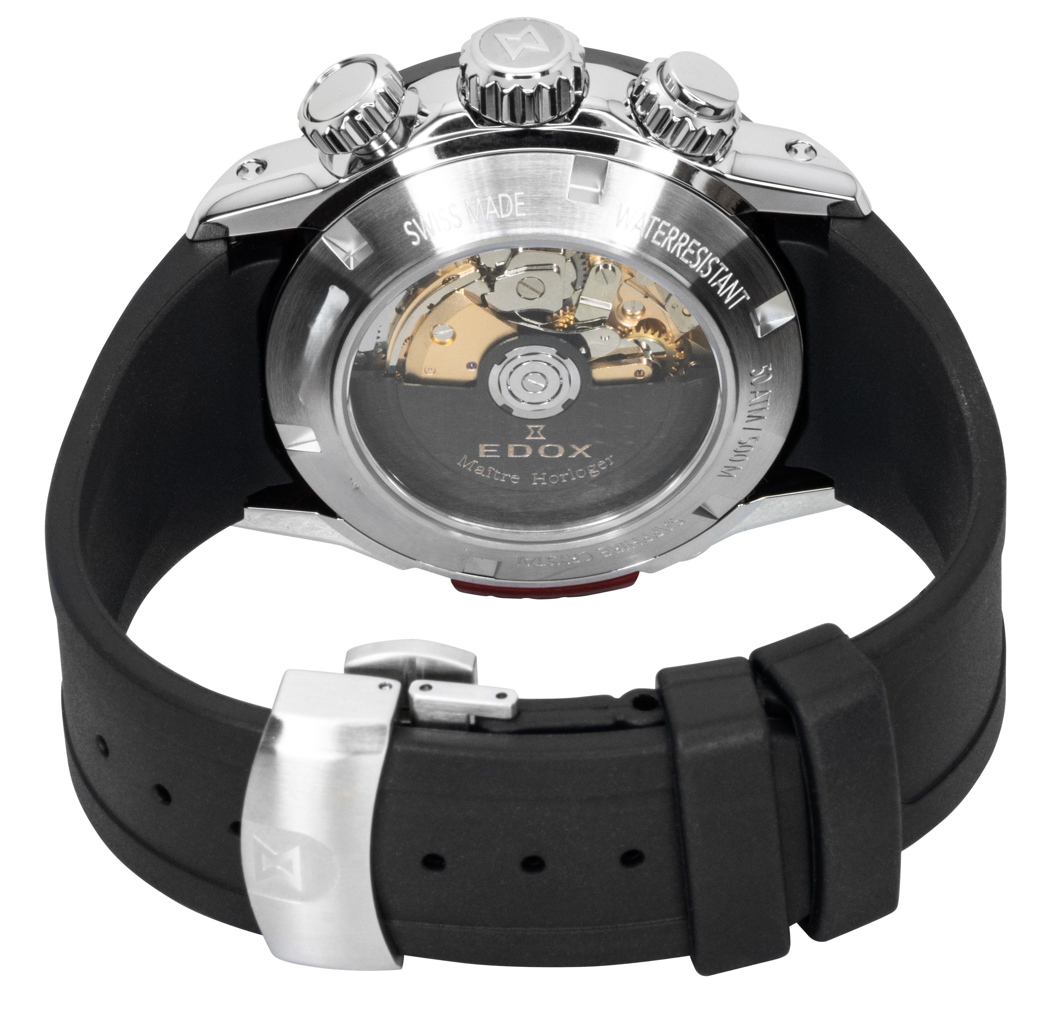 Edox CO - 1 Chronograph Rubber Strap Black Dial Automatic Diver's 01128 - 3NRCA - NN 500M Men's Watch - Prestige Stones