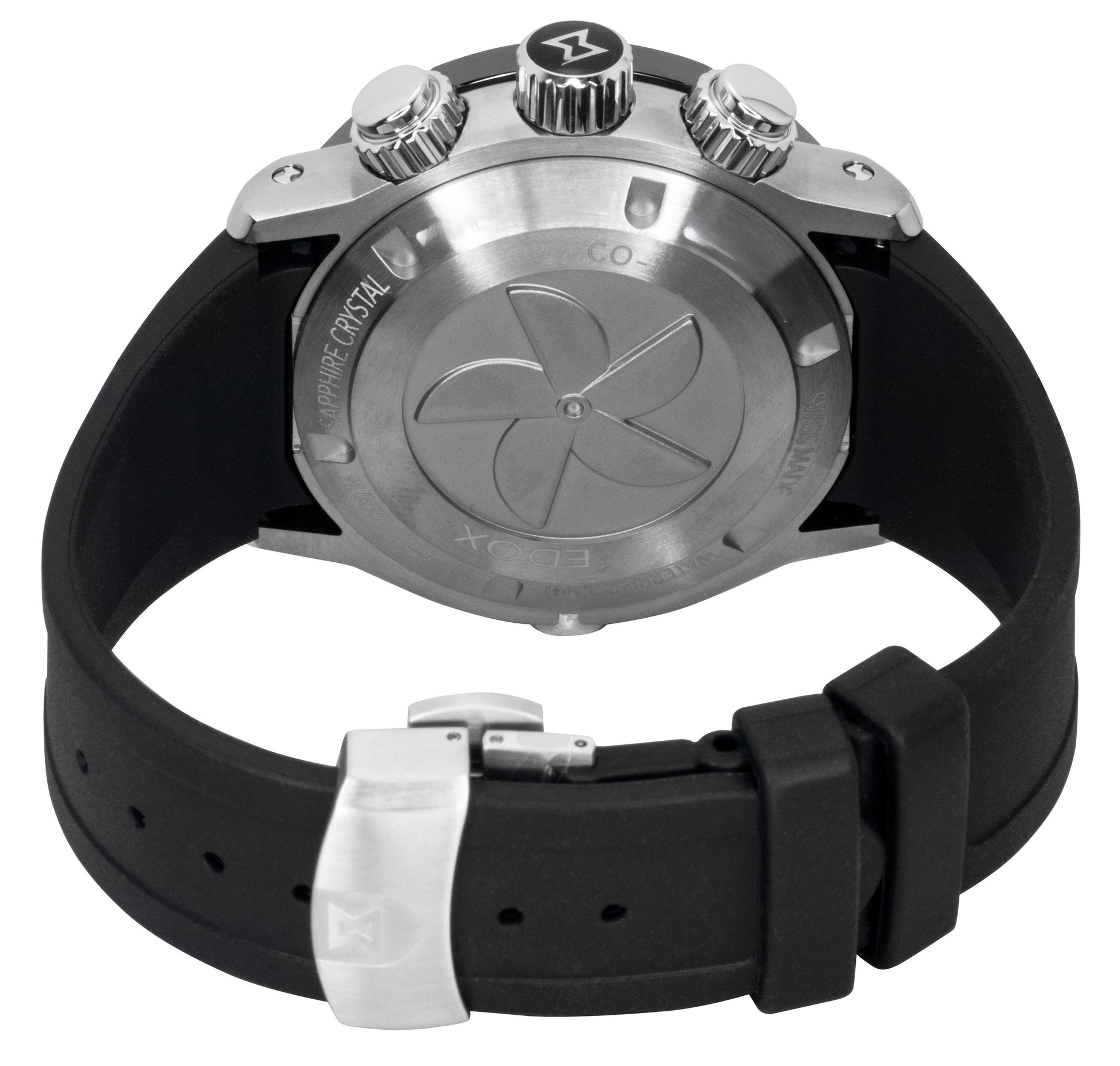 Edox CO - 1 Chronograph Rubber Strap Black Dial Quartz Diver's 10242 - TIN - NIN 1000M Men's Watch - Prestige Stones