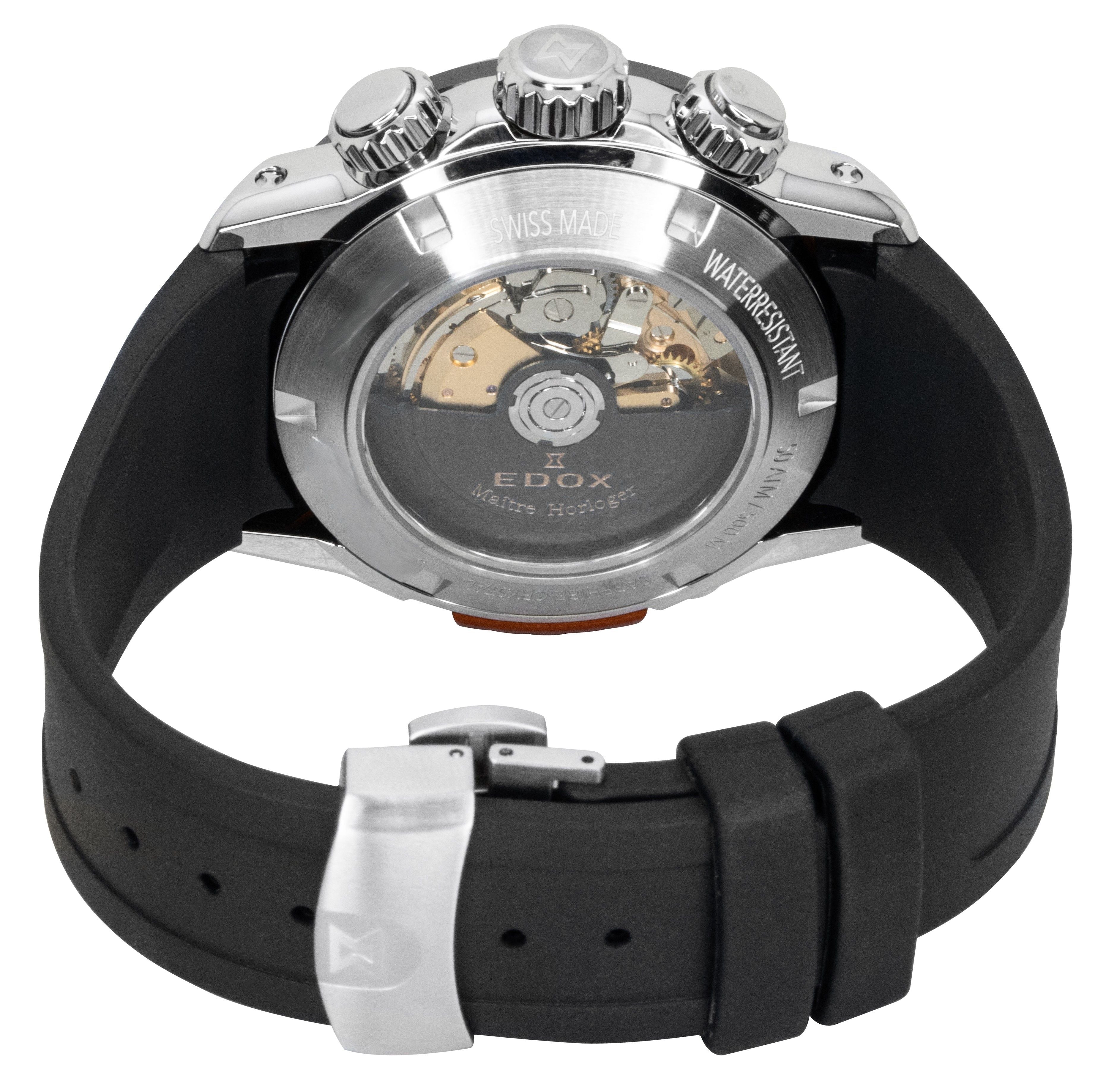 Edox CO - 1 Chronograph Rubber Strap Blue Dial Automatic Diver's 01128 - 3NOCA - BUIDN 500M Men's Watch - Prestige Stones