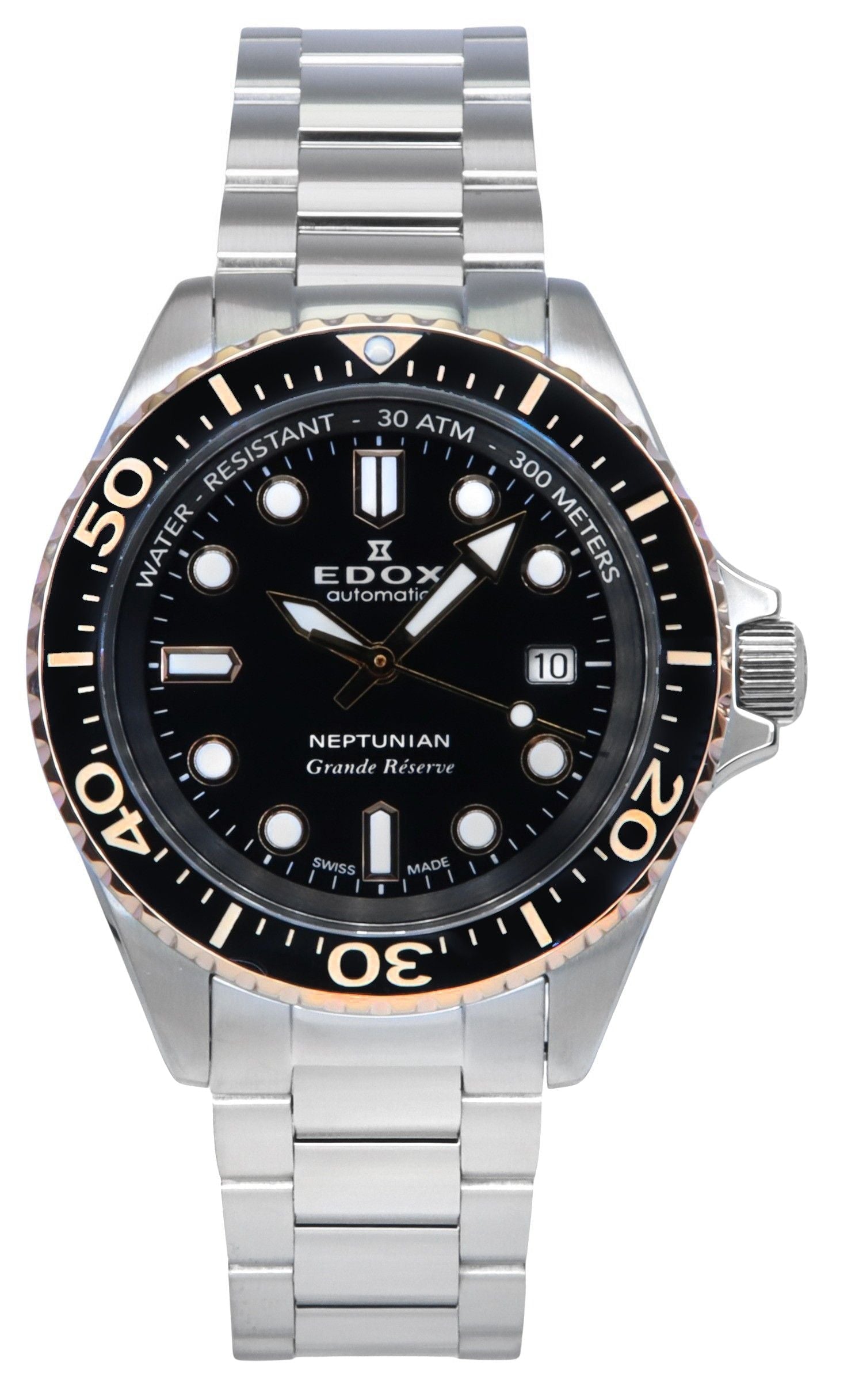 Edox Neptunian Grande Reserve Black Dial Automatic Diver's 80801 3NRM NIR 300M Men's Watch - Prestige Stones